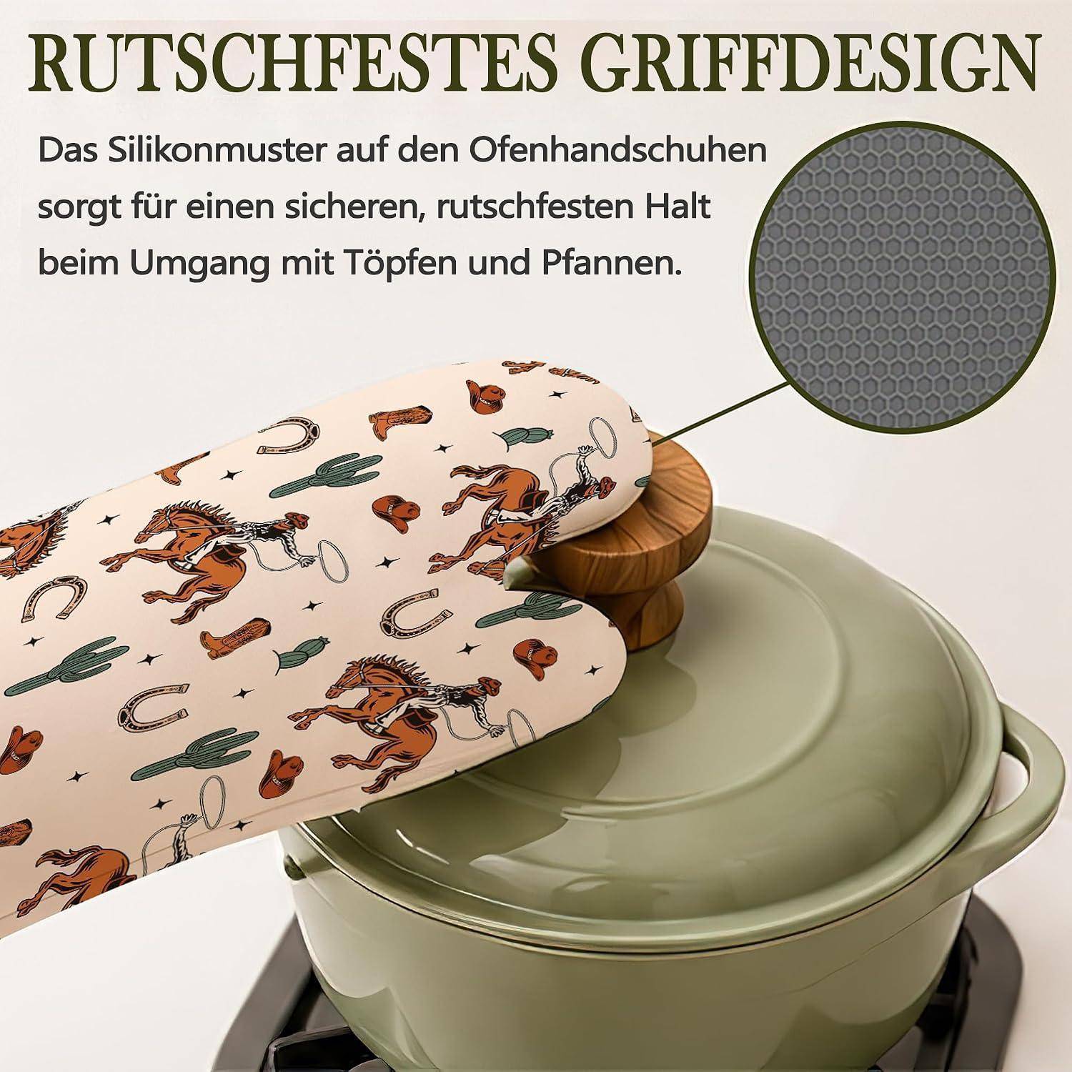 Ofenhandschuhe und Topflappen 4er Set, Silikon, hitzebeständig