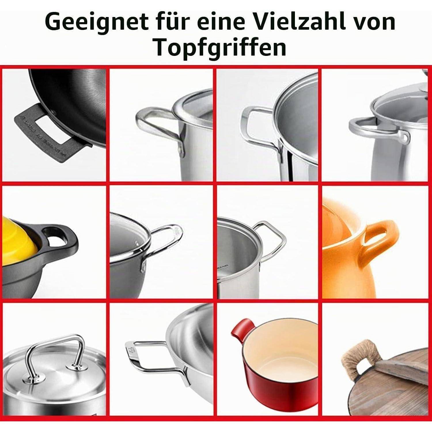 Topfgriff-Schutz 2 Paar hitzebeständig Silikon Rot/Schwarz