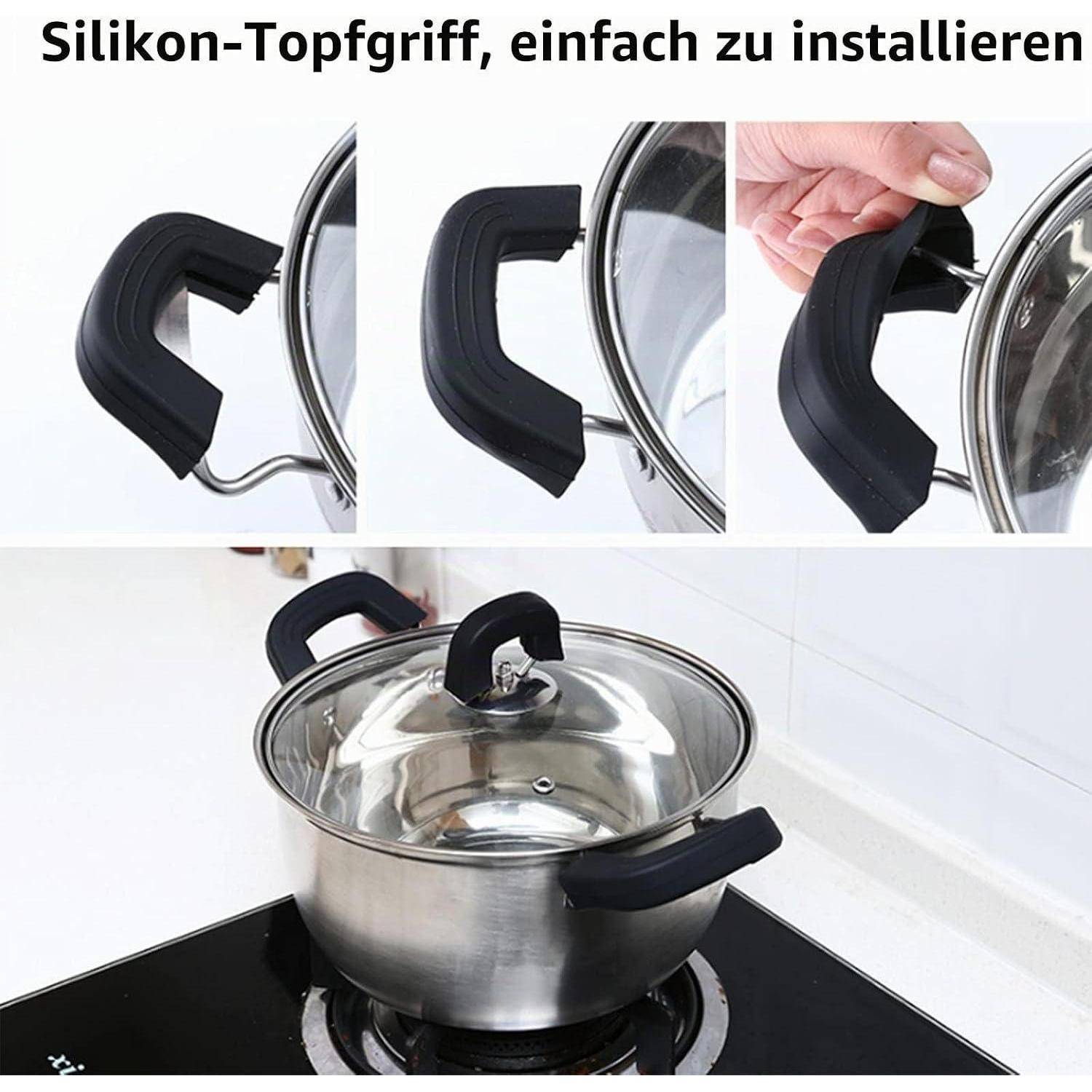 Topfgriff-Schutz 2 Paar hitzebeständig Silikon Rot/Schwarz