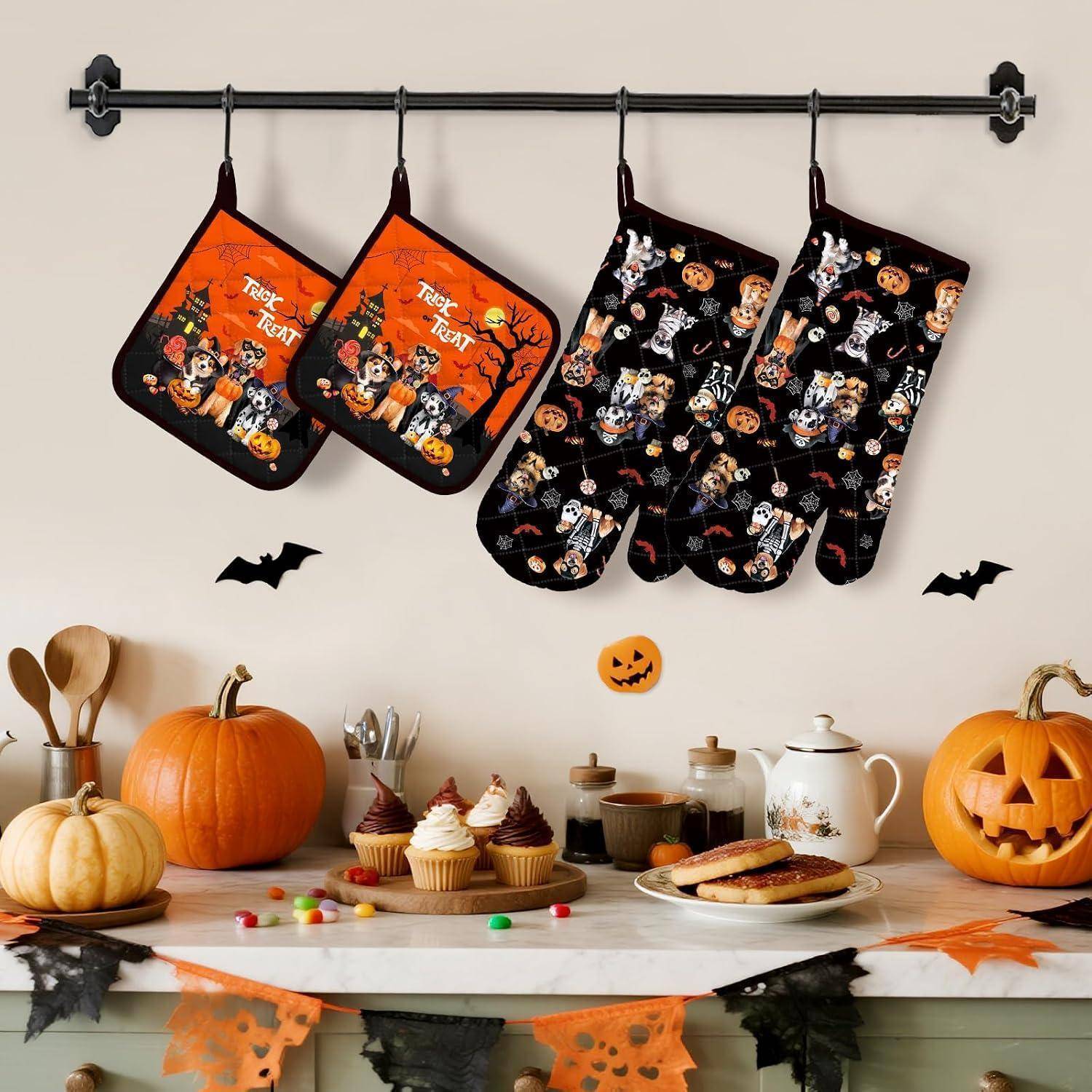 Halloween-Küchendisplay mit hängenden 