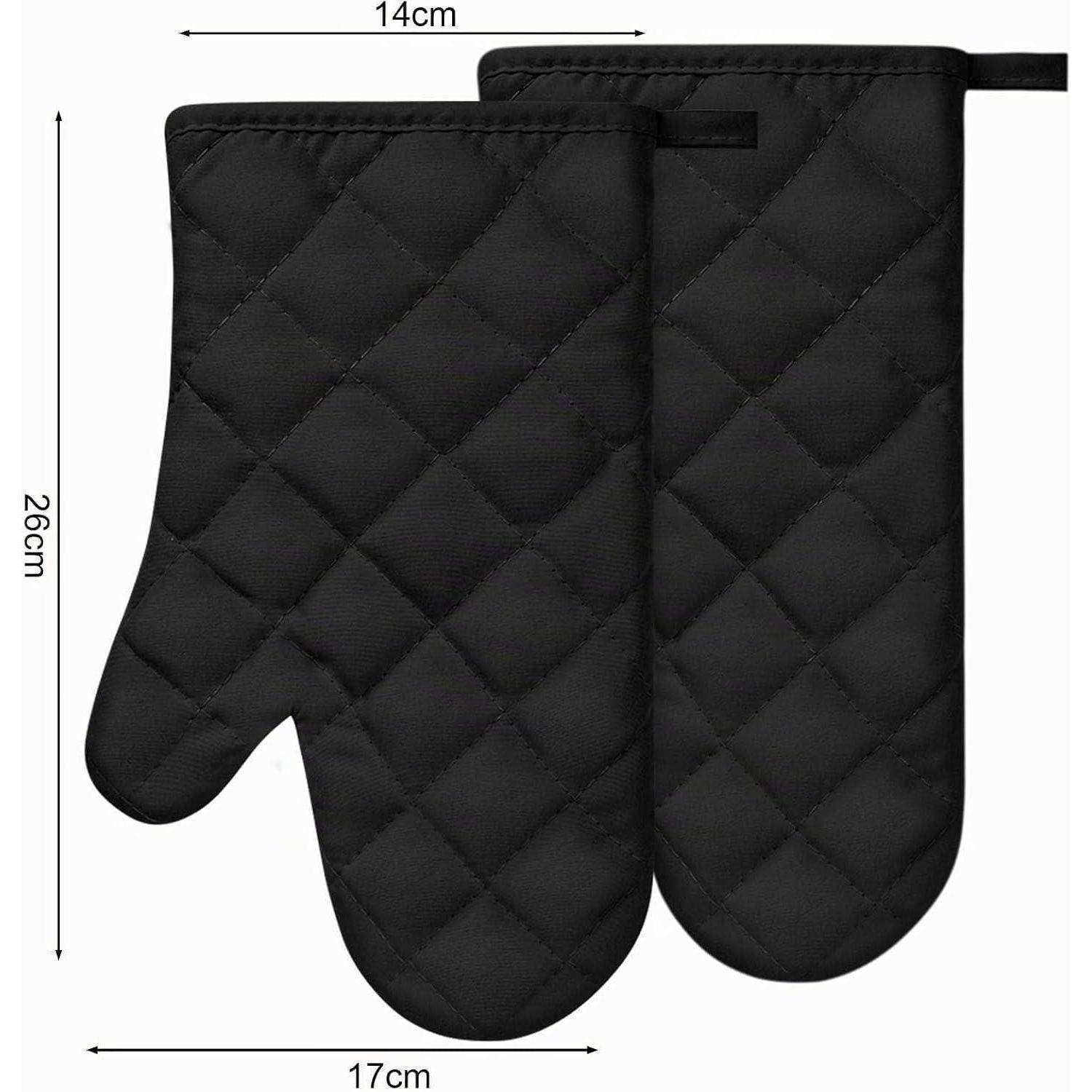 AUAUY 1 Paar Ofenhandschuhe Baumwolle Hitzebeständig bis 180°C Schwarz