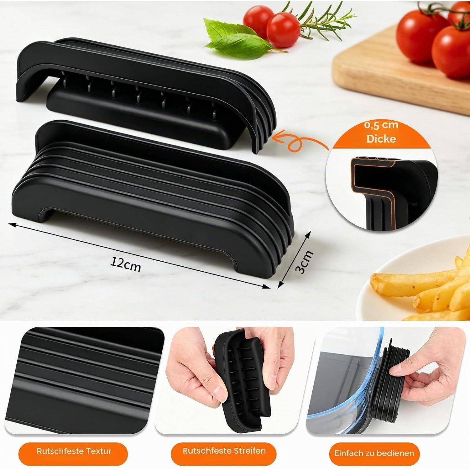 Silikon Topfgriff-Abdeckungen für Ninja Crispi Glas-Heißluftfritteusen 2,4-5,7L Schwarz