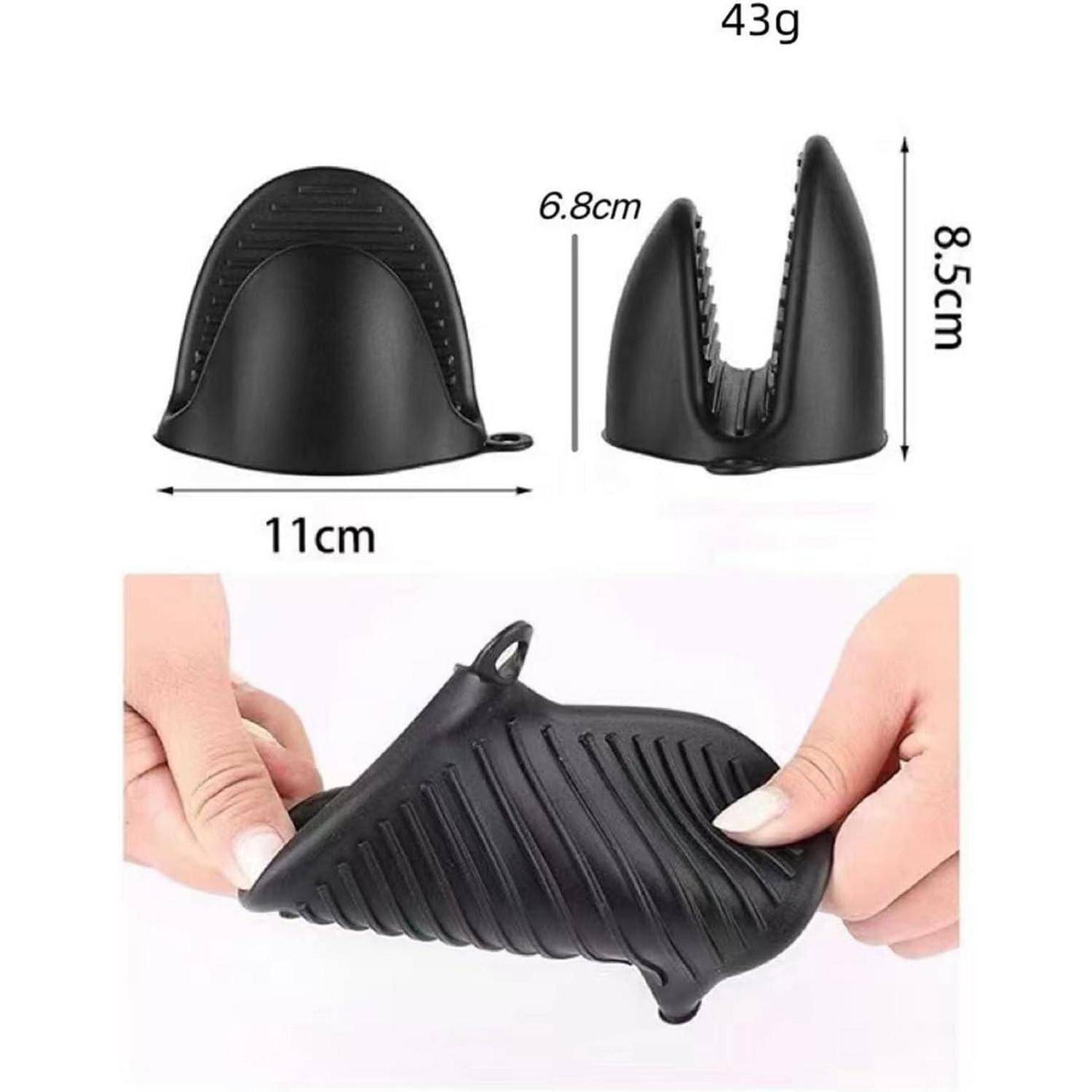 Ofenhandschuhe 4er Set 300°C Hitzebeständig Schwarz
