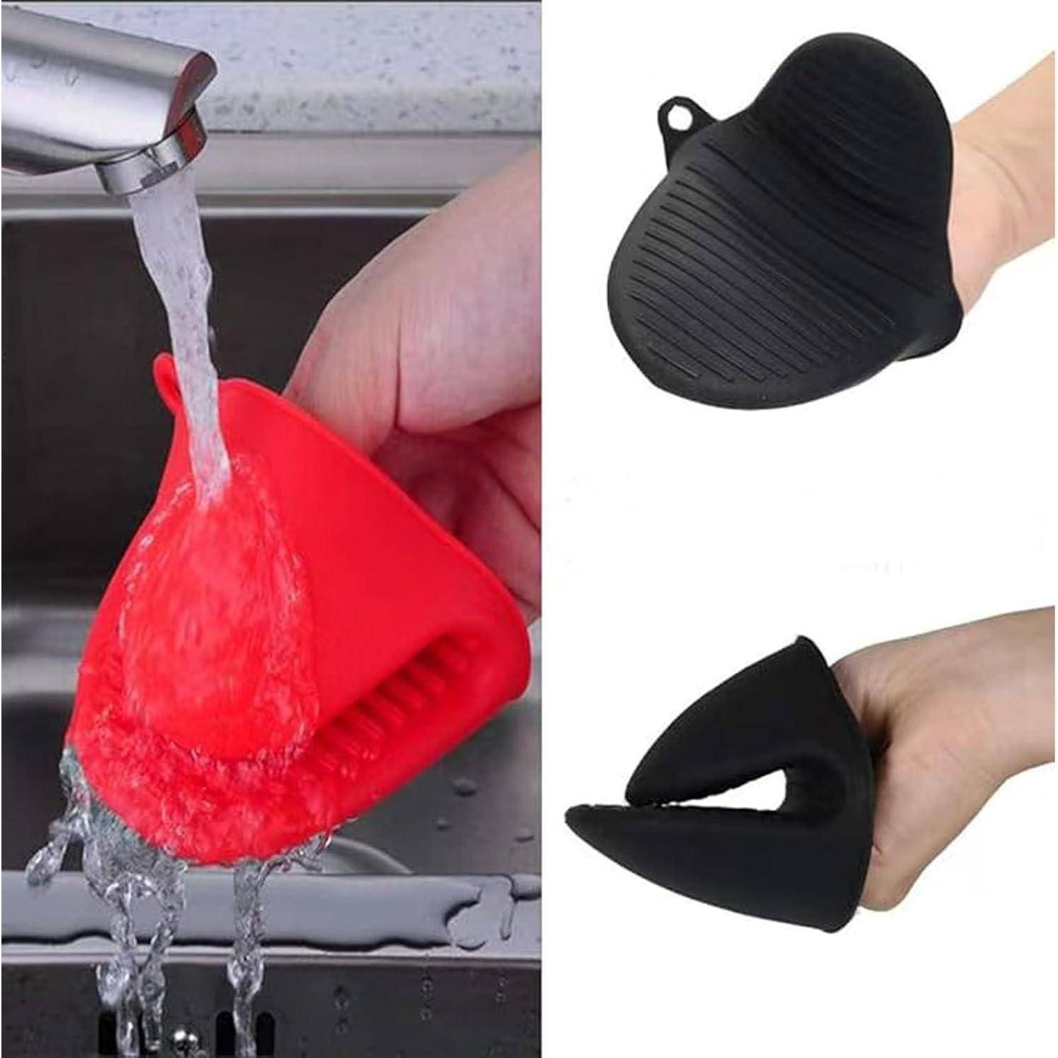 Ofenhandschuhe 4er Set 300°C Hitzebeständig Schwarz