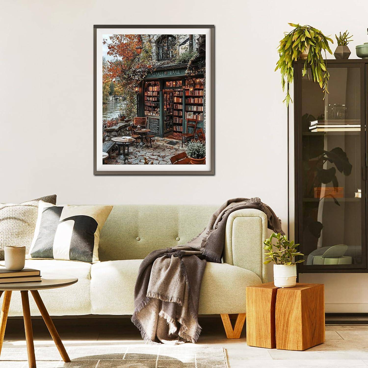 QENSPE Malen nach Zahlen Set Café 40x50cm Acryl Ölgemälde