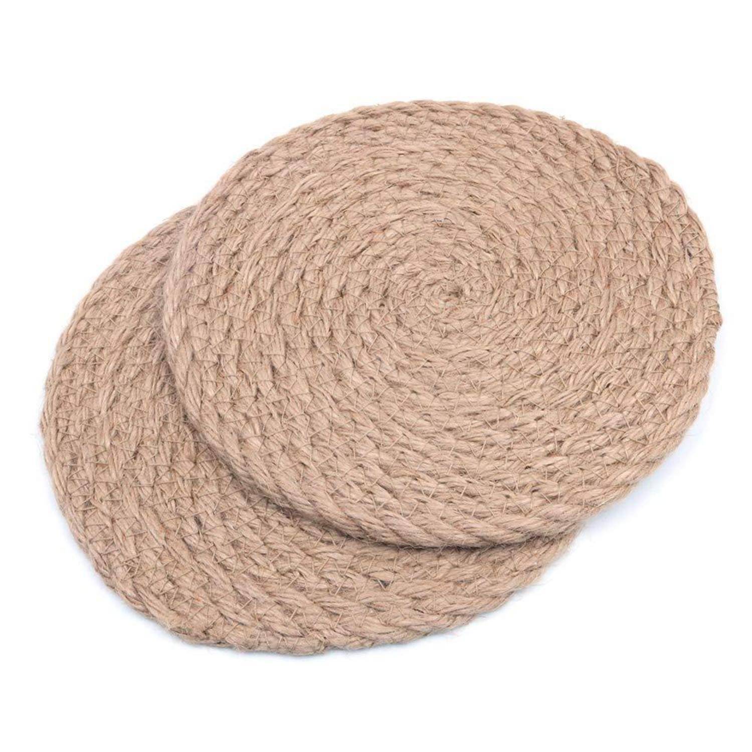 Rattan-Untersetzer 7 Zoll hitzebeständig handgewebt naturfarben