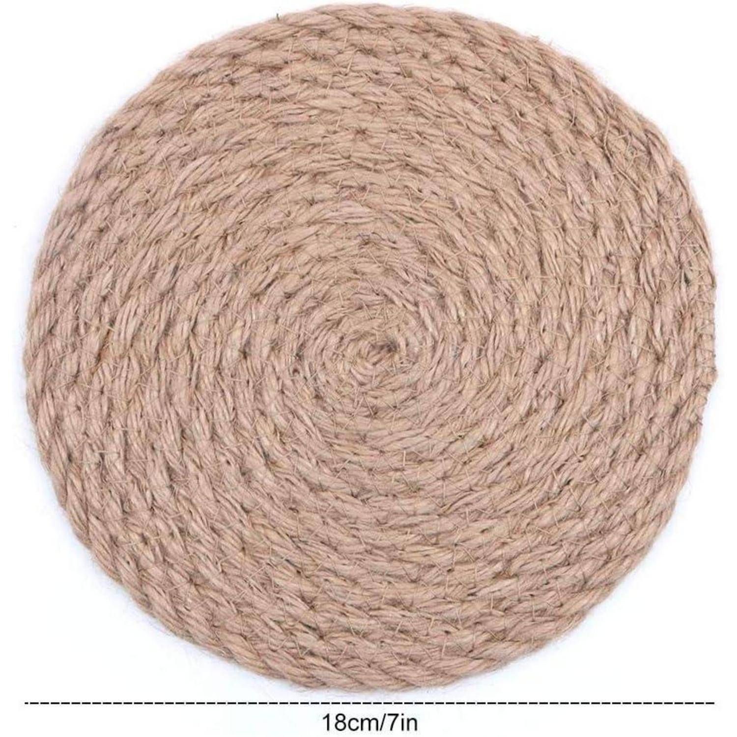 Rattan-Untersetzer 7 Zoll hitzebeständig handgewebt naturfarben