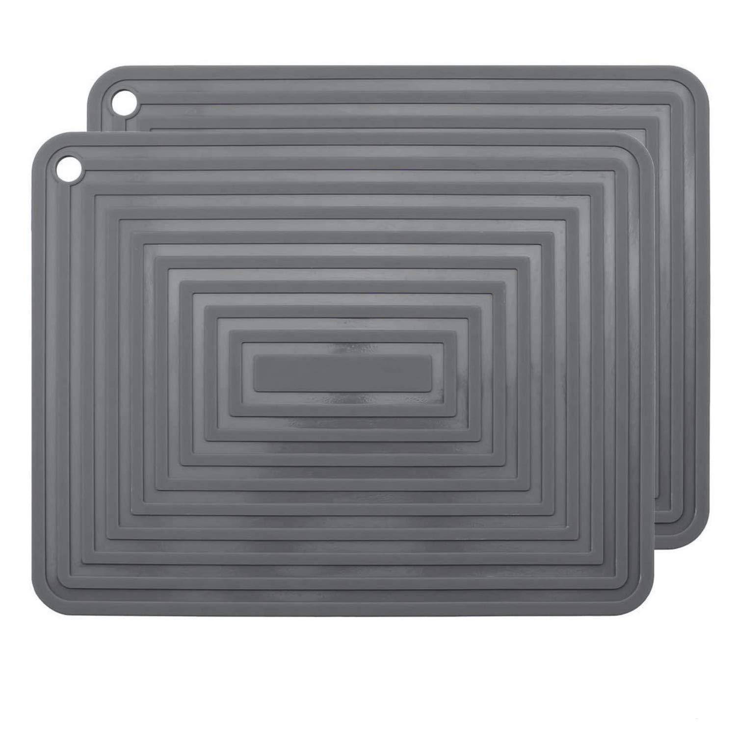 2er Set Silikon Untersetzer 22,9x30,5cm hitzebeständig dunkelgrau