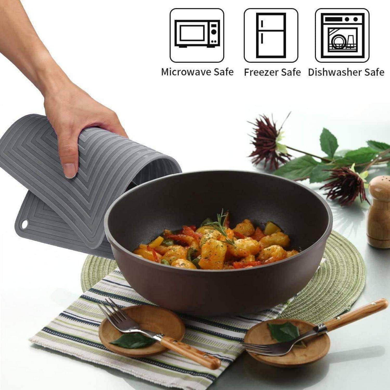 2er Set Silikon Untersetzer 22,9x30,5cm hitzebeständig dunkelgrau