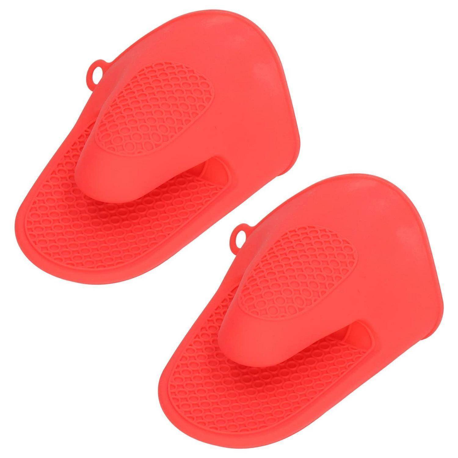2 Stück Silikon Ofenhandschuhe Hitzebeständig Rutschfest Rot