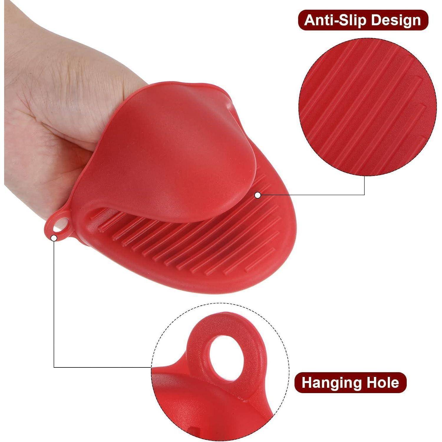 Mini Ofenhandschuhe Silikon Hitzebeständig Topfhalter Rot 2 Stück