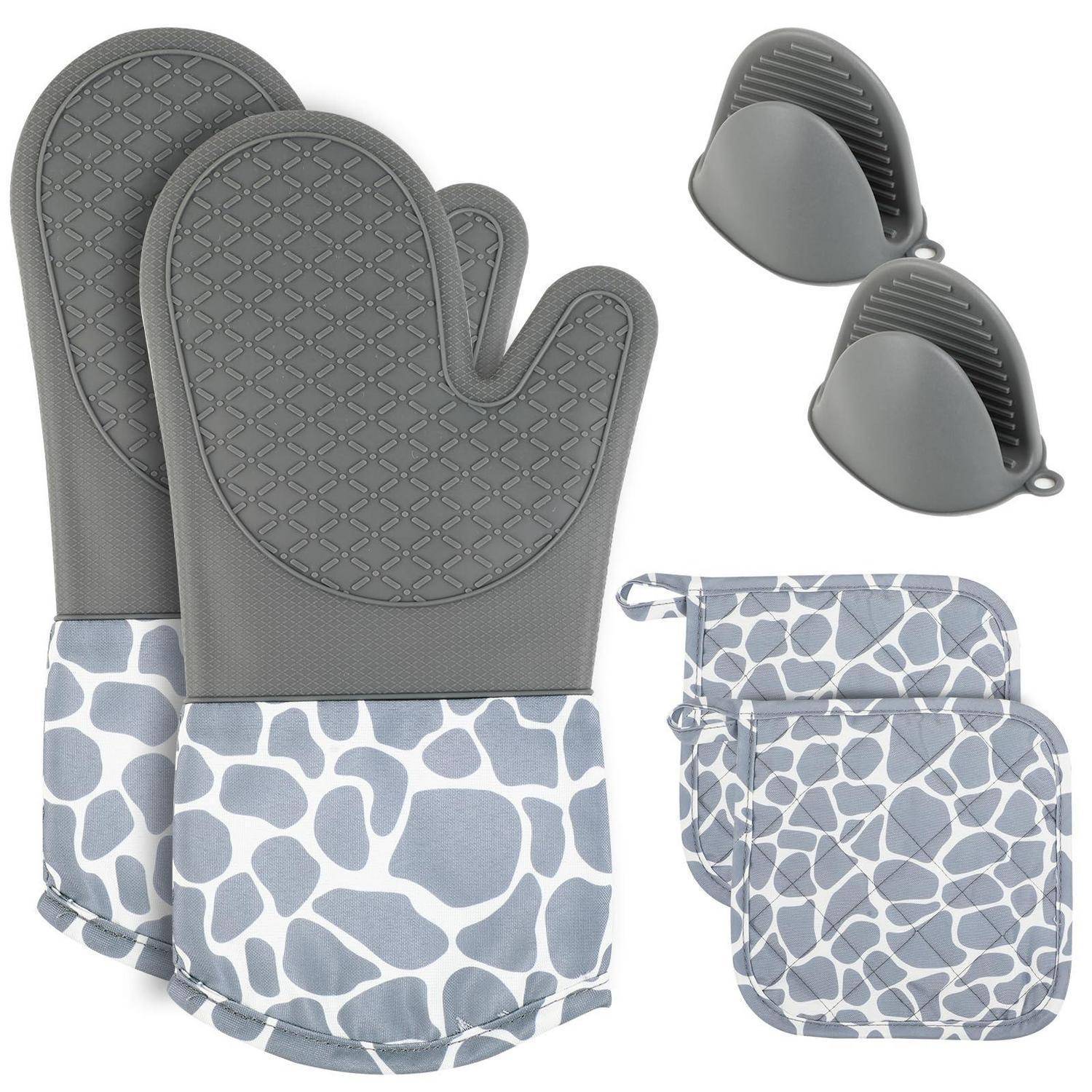 Ofenhandschuhe Set 6-teilig Hitzebeständig bis 230°C Grau