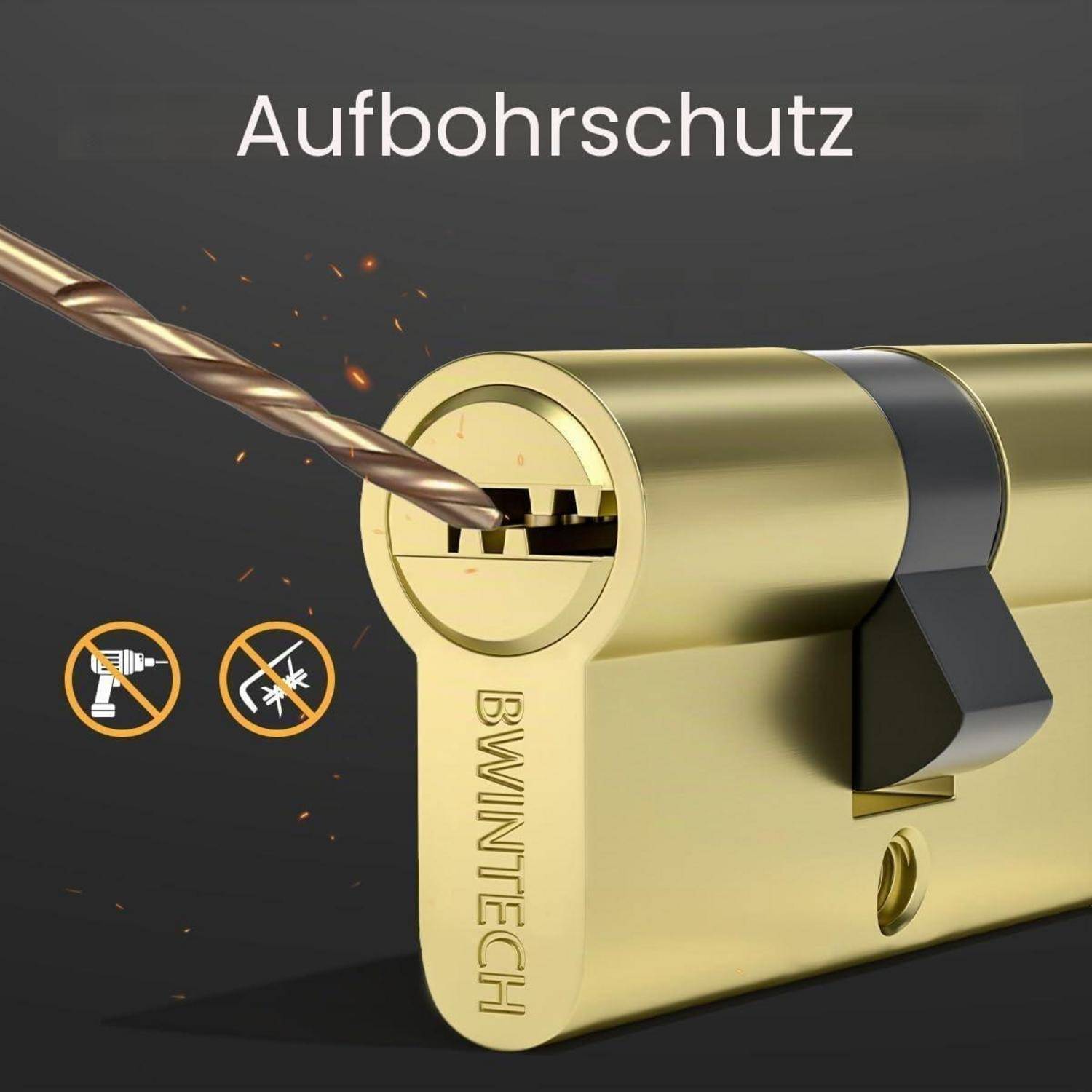 Illustration eines bohrungsresistenten BWINTECH-Zylinderschlosses mit der Bezeichnung 