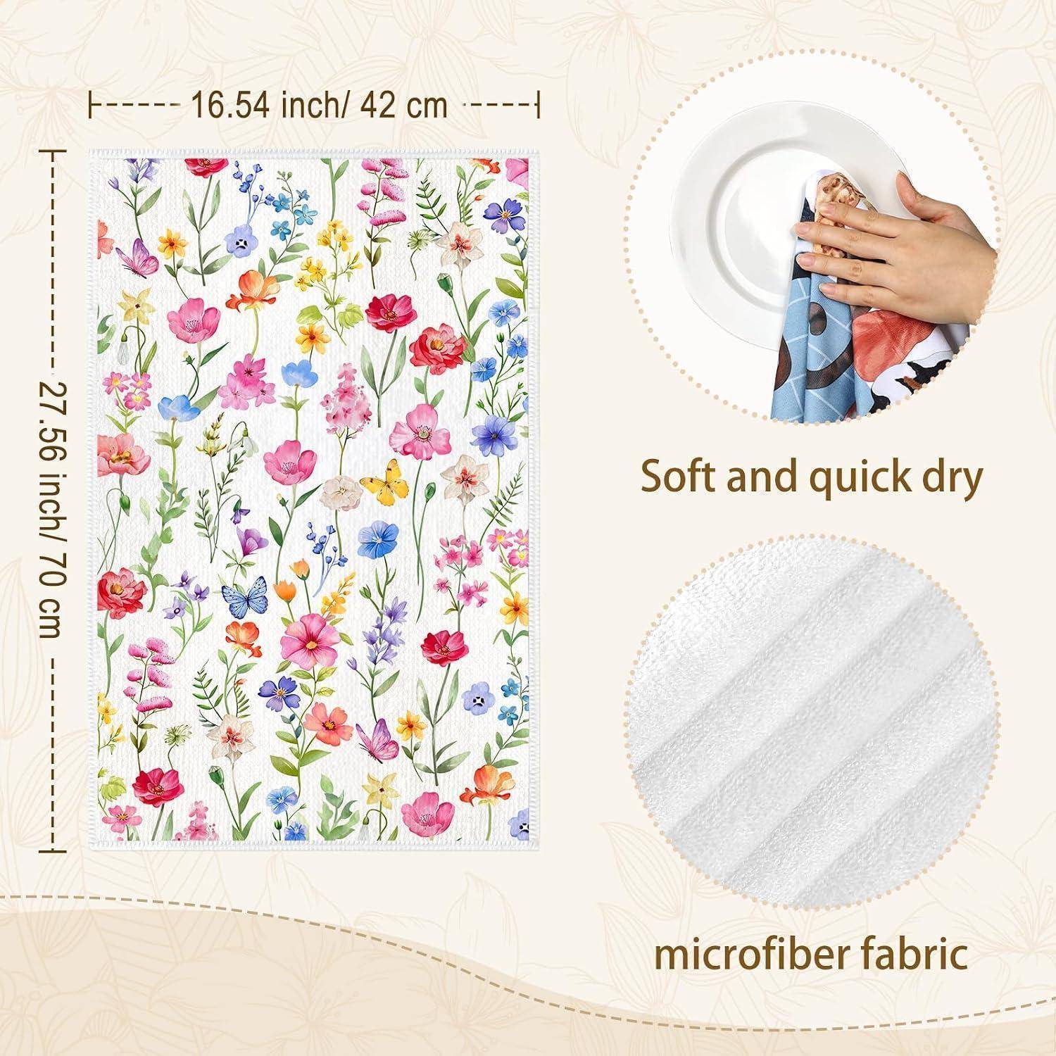 Ofenhandschuh und Topflappen 4er-Set Baumwolle Wildblumen Motiv