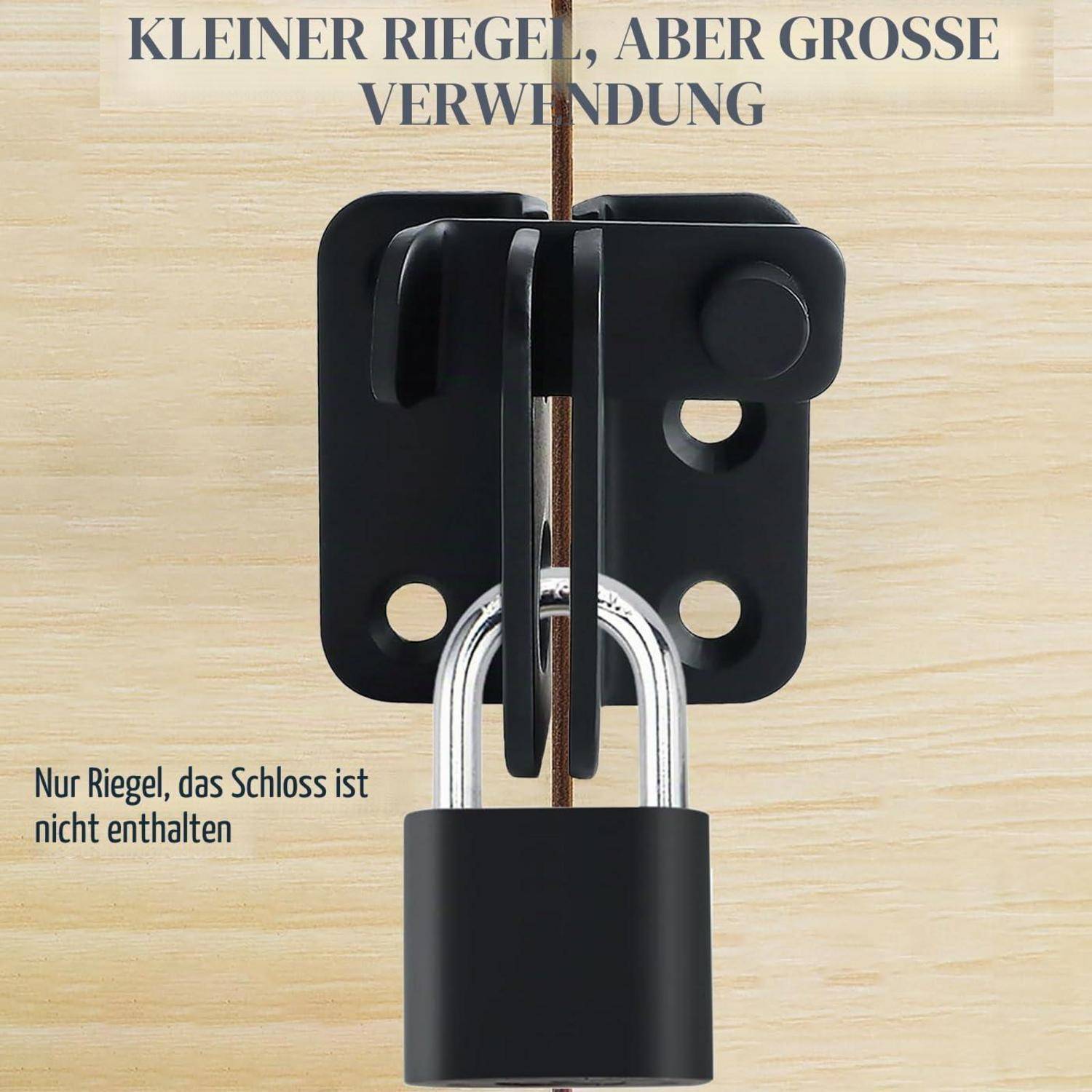 Edelstahl Türriegel abschließbar Schwarz 45x40mm