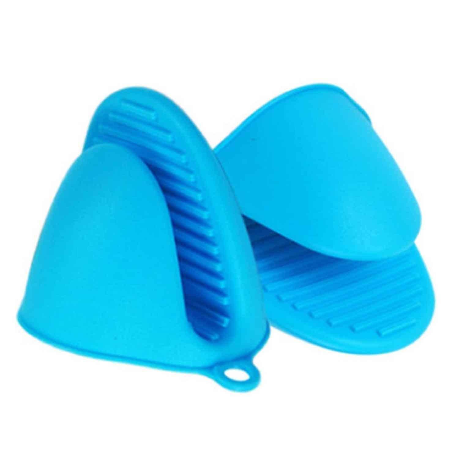 Silikon-Mini-Ofenhandschuhe hitzebeständig Blau 2 Stück