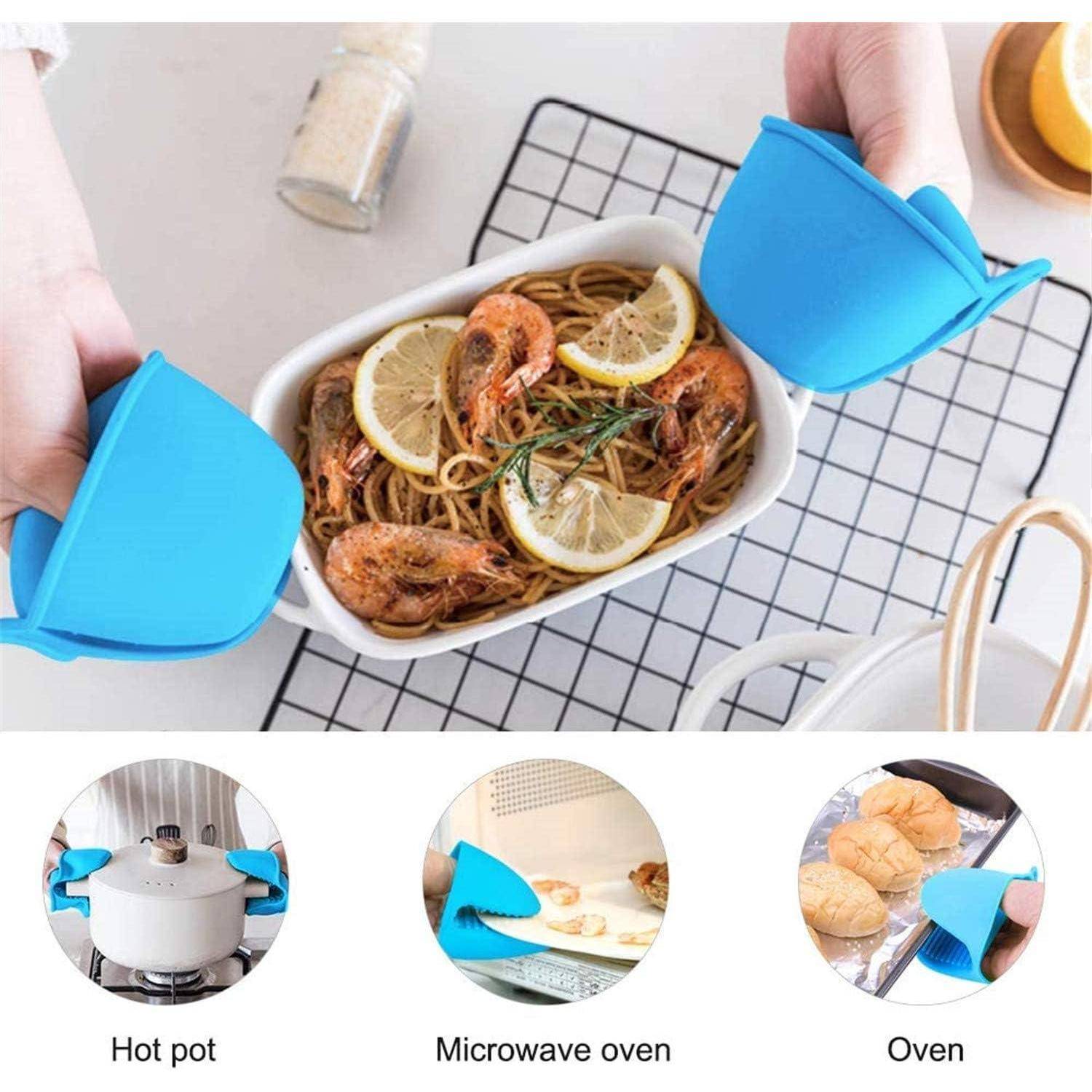 Silikon-Mini-Ofenhandschuhe hitzebeständig Blau 2 Stück