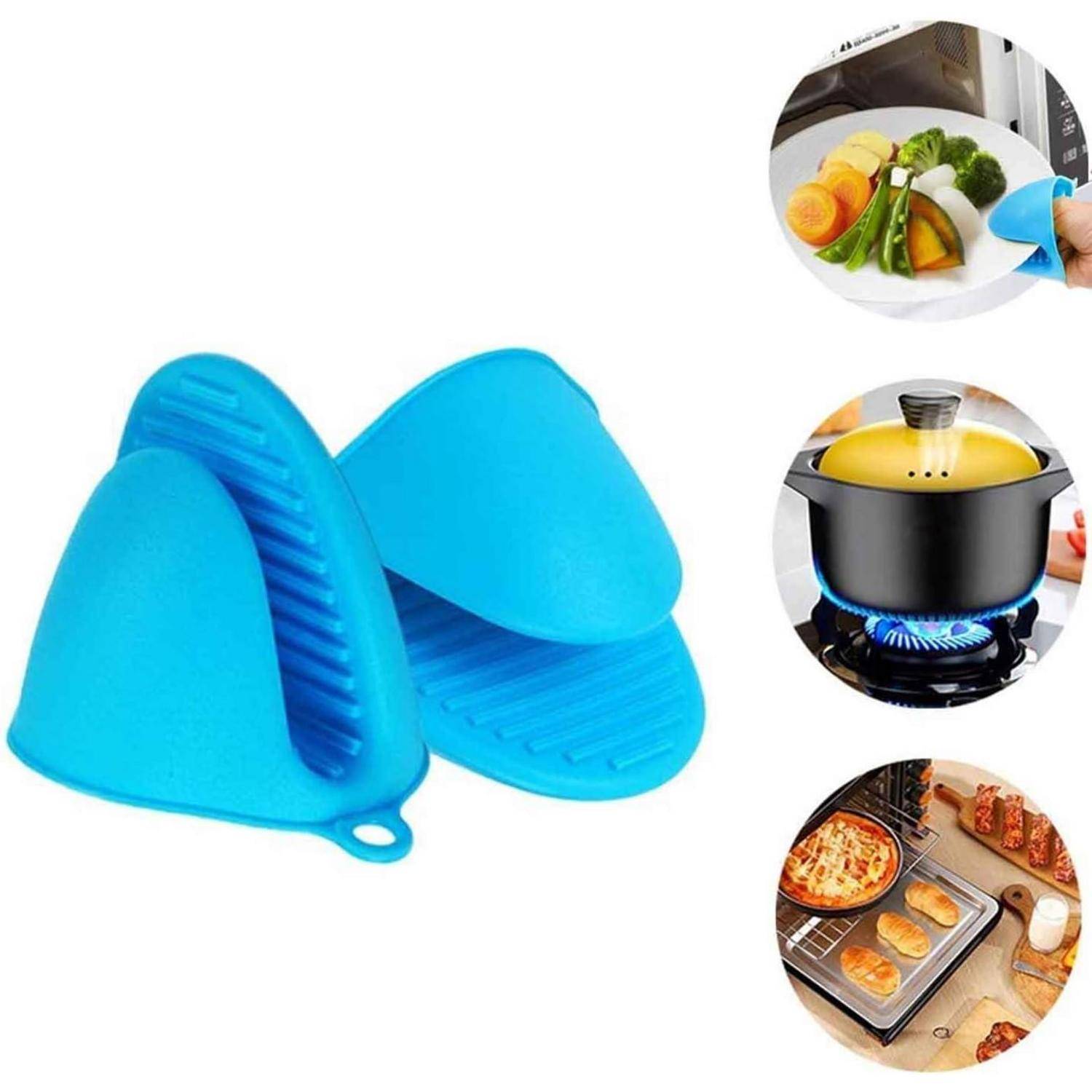 Silikon-Mini-Ofenhandschuhe hitzebeständig Blau 2 Stück