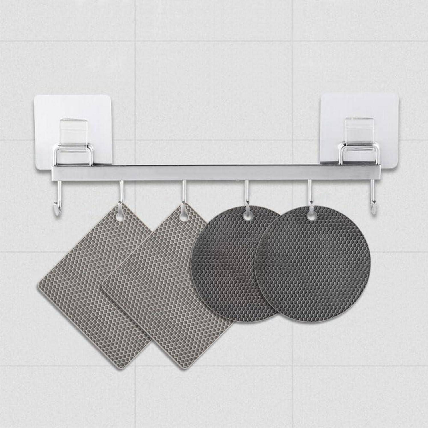 Topfuntersetzer Silikon 4er Set Grau Wabenmuster