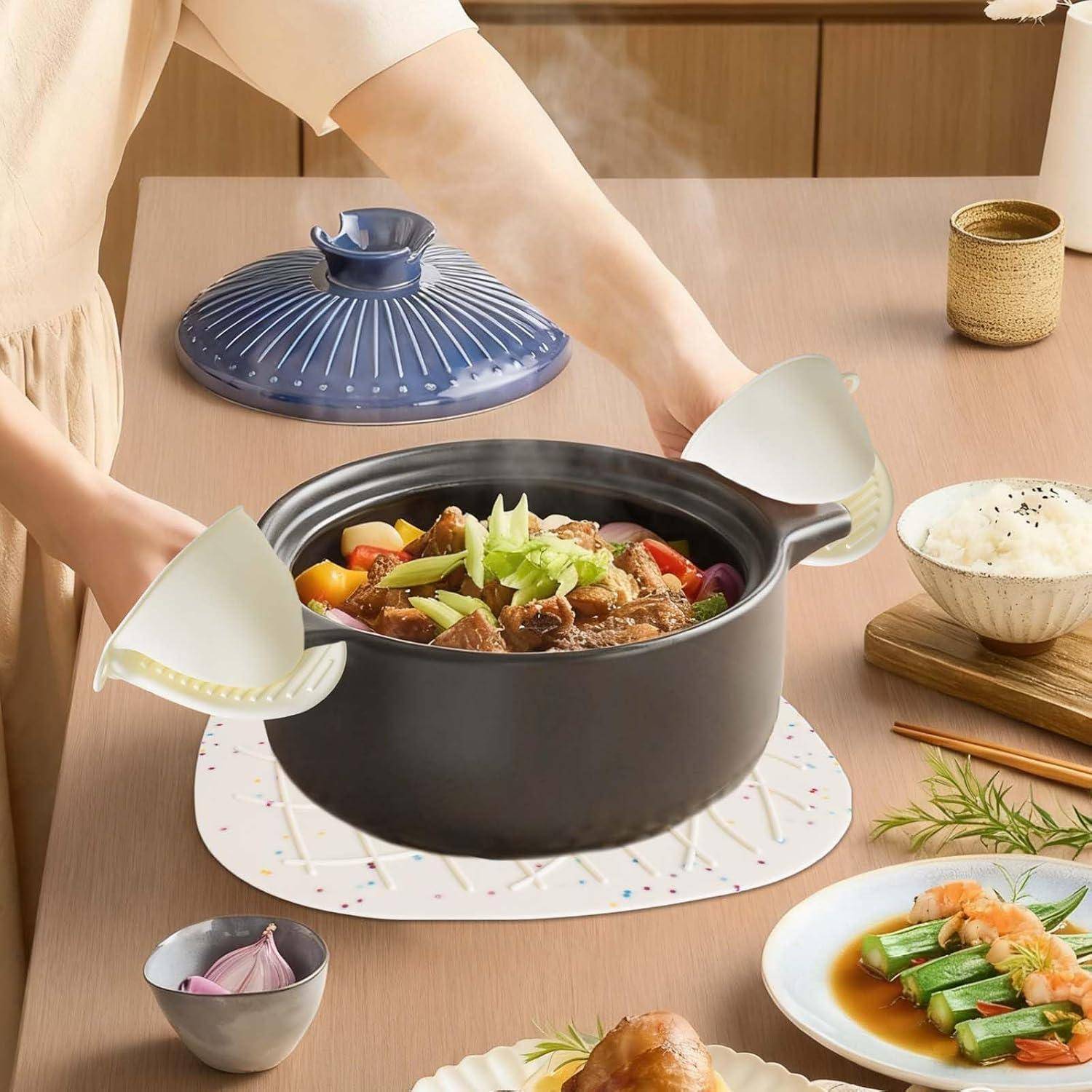 Silikon Küchenhandschuhe Set 6-teilig Hitzebeständig bis 230°C Beige