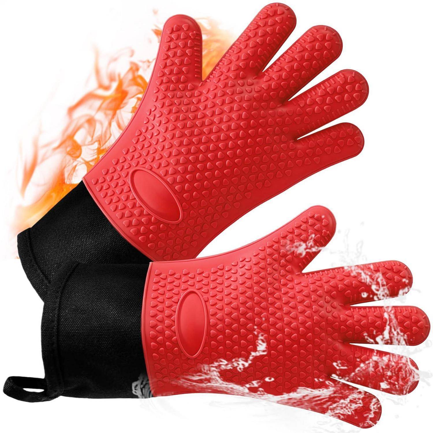 2er Set Silikon Ofenhandschuhe hitzebeständig bis 240°C Rot