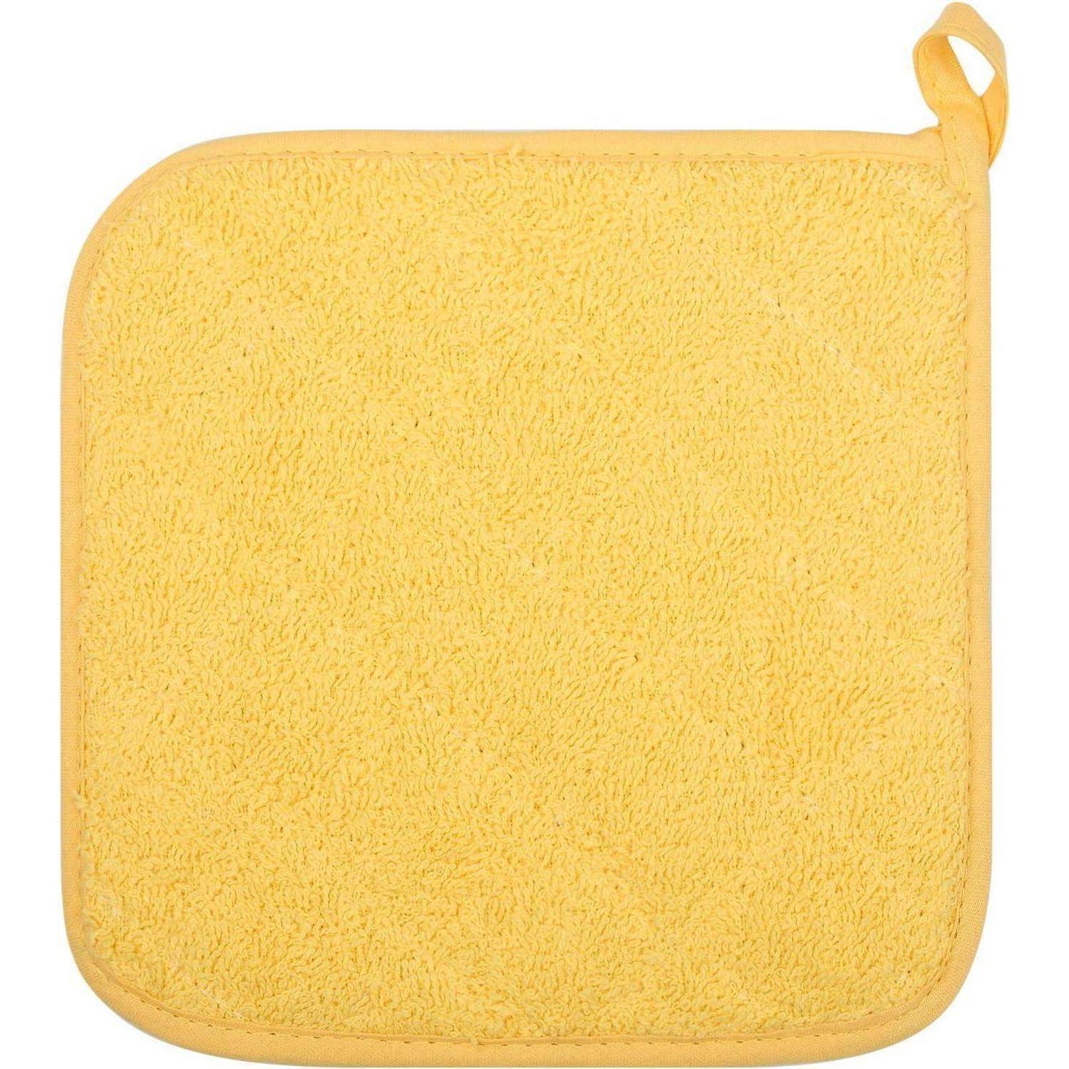 Topflappen Set 5 Stück 18x18cm Gelb 100% Baumwolle Hitzebeständig