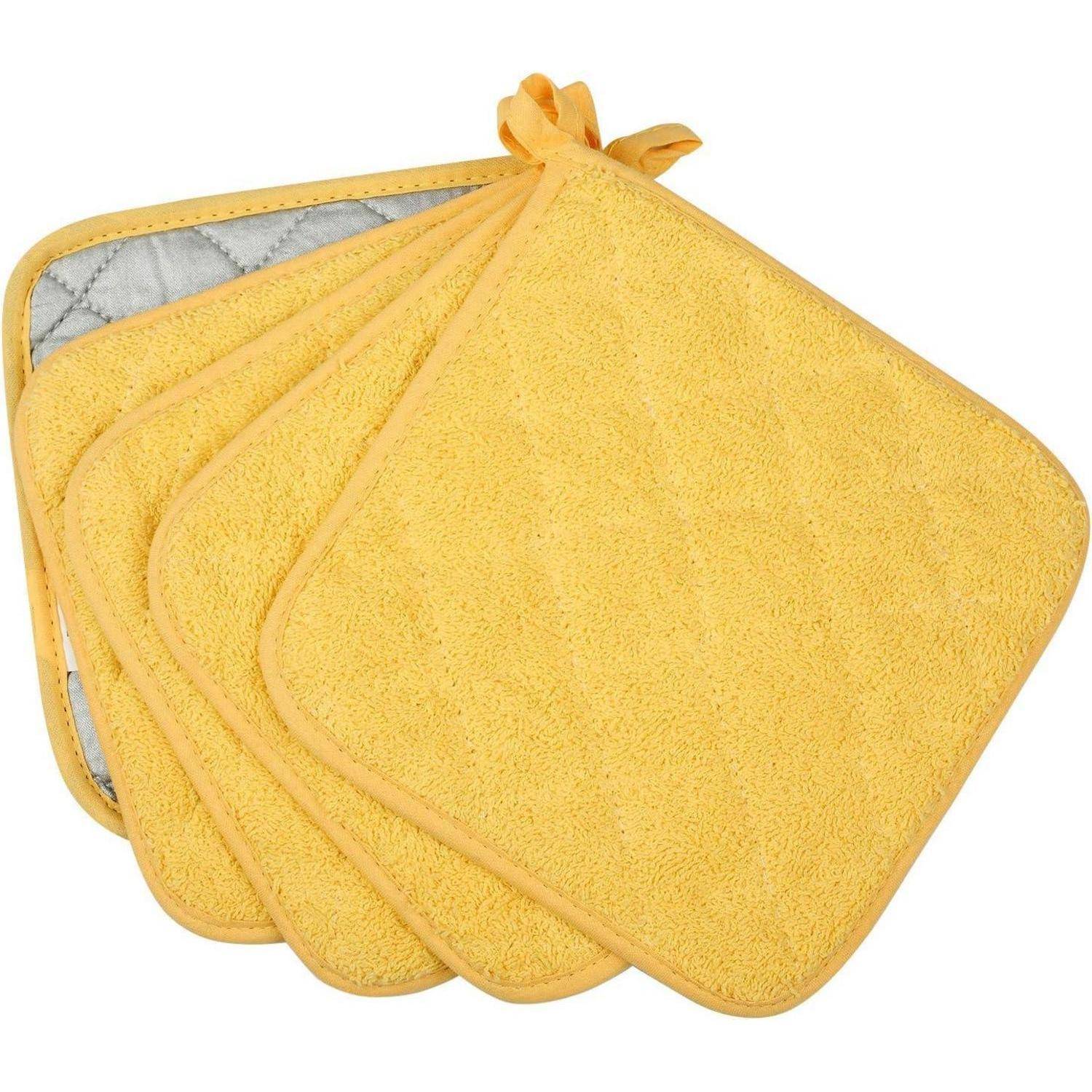 Topflappen Set 5 Stück 18x18cm Gelb 100% Baumwolle Hitzebeständig