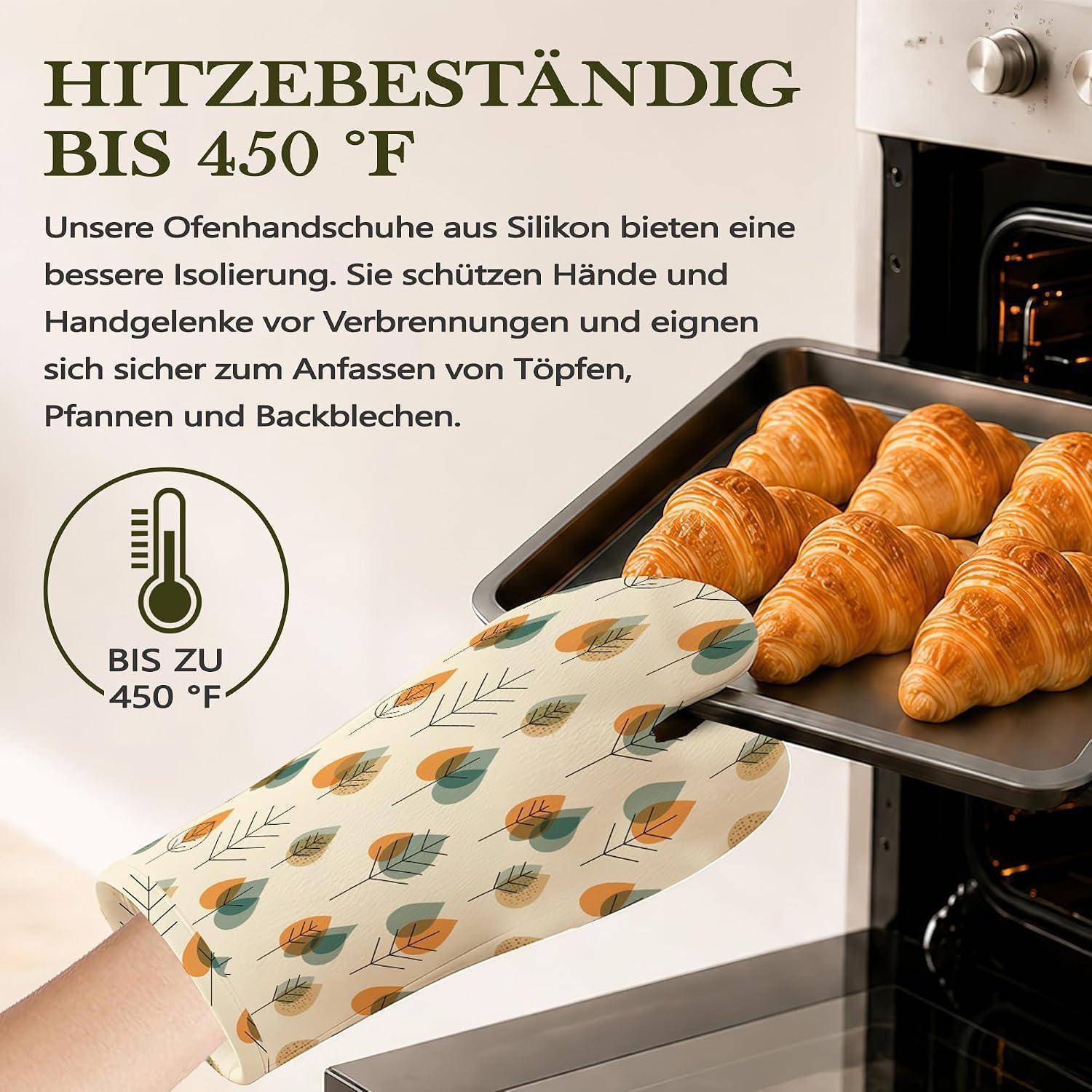 Ofenhandschuhe und Topflappen 4er Set Silikon Hitzebeständig Rutschfest