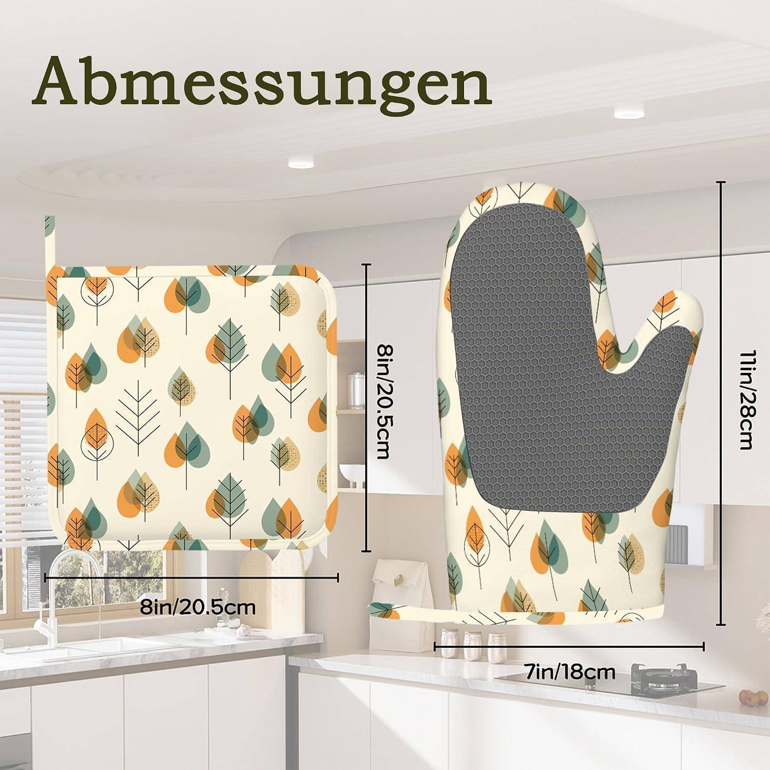 Ofenhandschuhe und Topflappen 4er Set Silikon Hitzebeständig Rutschfest