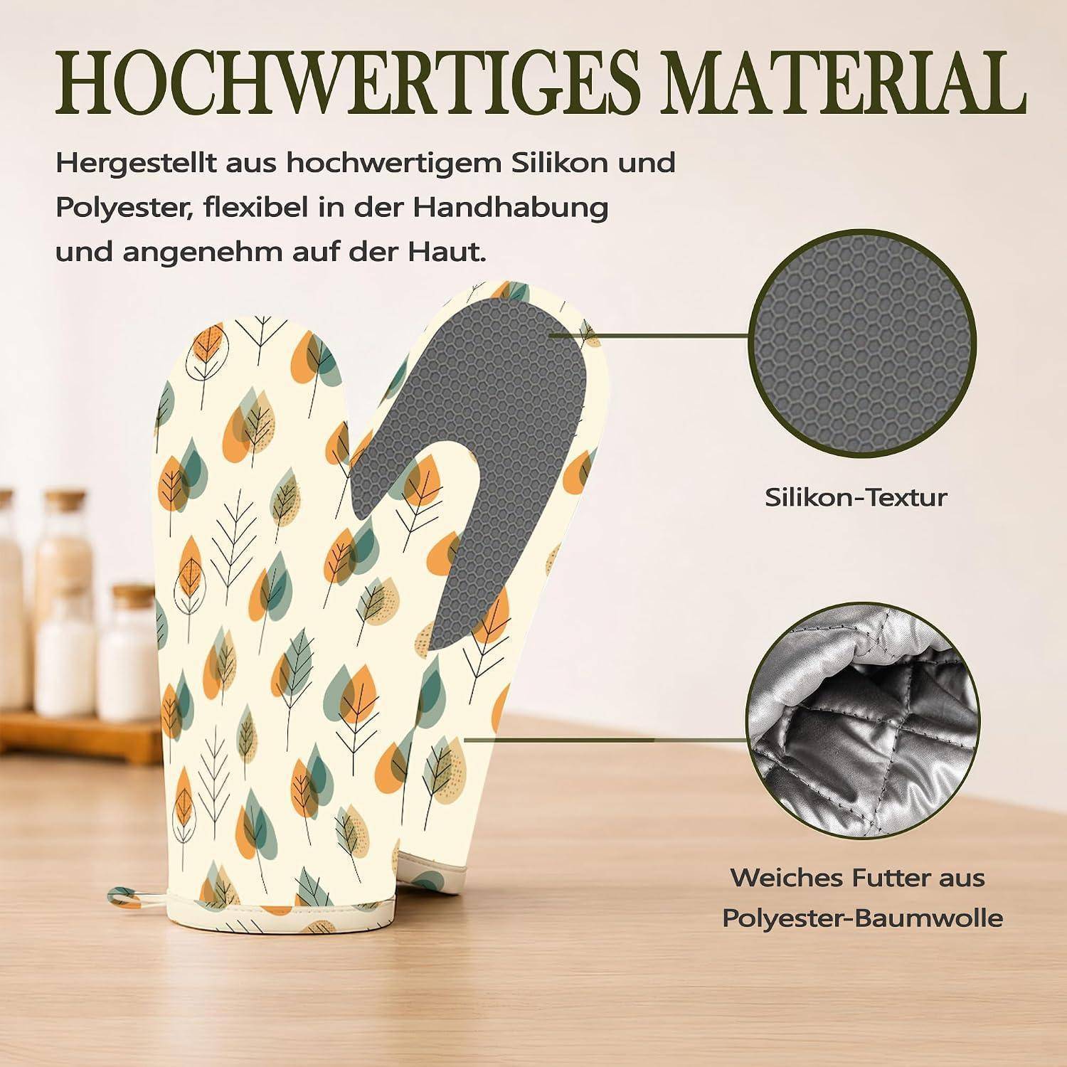 Ofenhandschuhe und Topflappen 4er Set Silikon Hitzebeständig Rutschfest