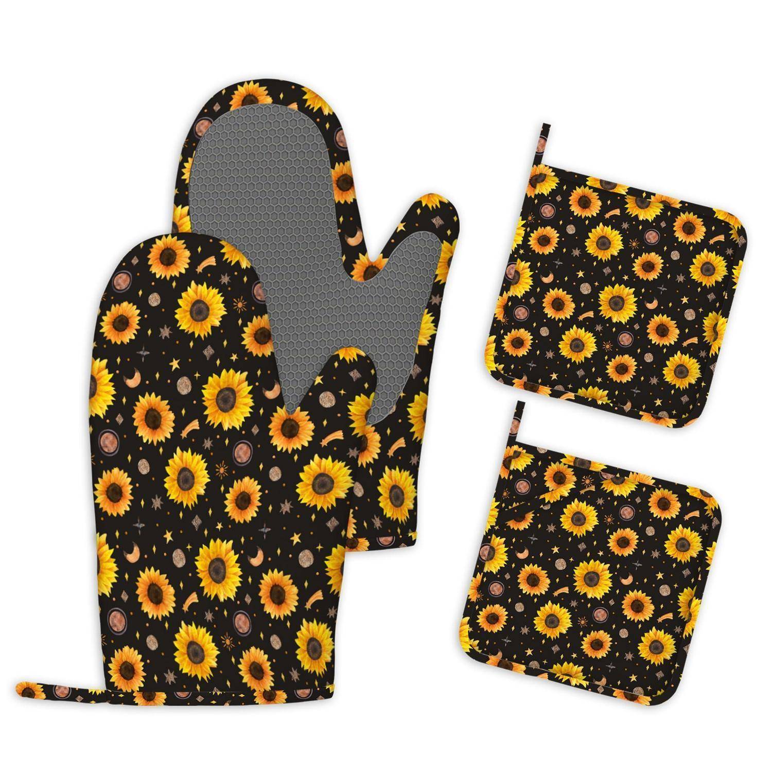 4er Set Ofenhandschuhe Topflappen Silikon Hitzebeständig Rutschfest