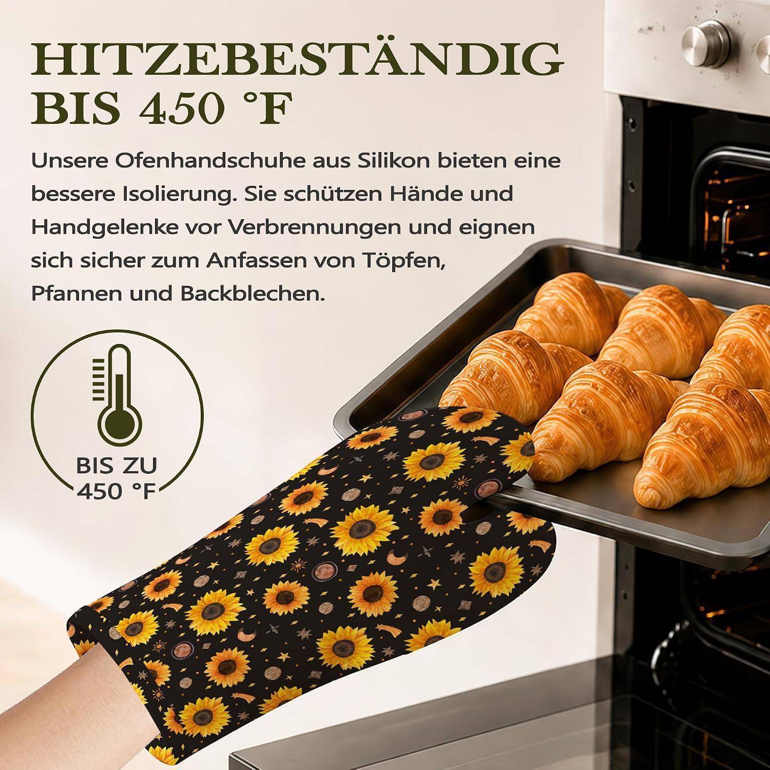 4er Set Ofenhandschuhe Topflappen Silikon Hitzebeständig Rutschfest
