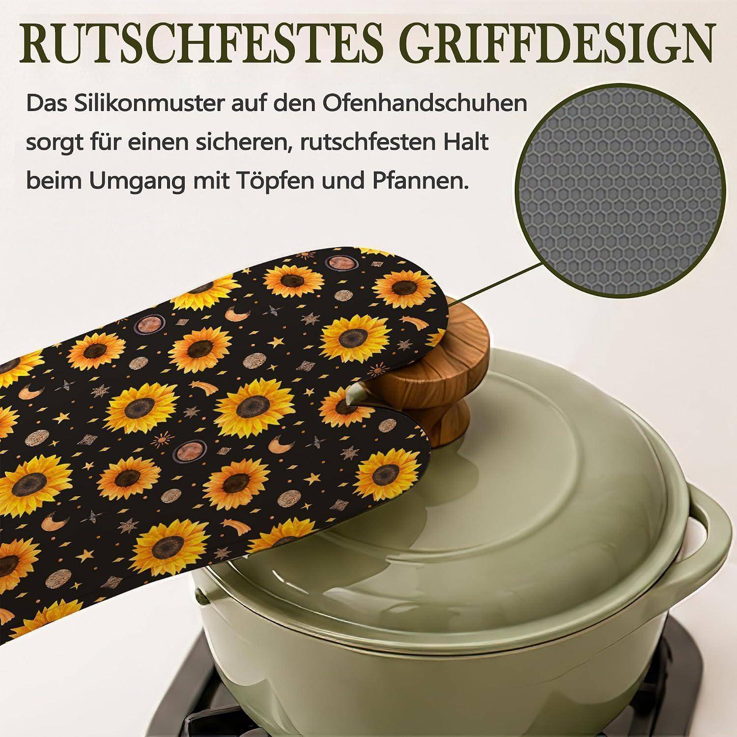 4er Set Ofenhandschuhe Topflappen Silikon Hitzebeständig Rutschfest