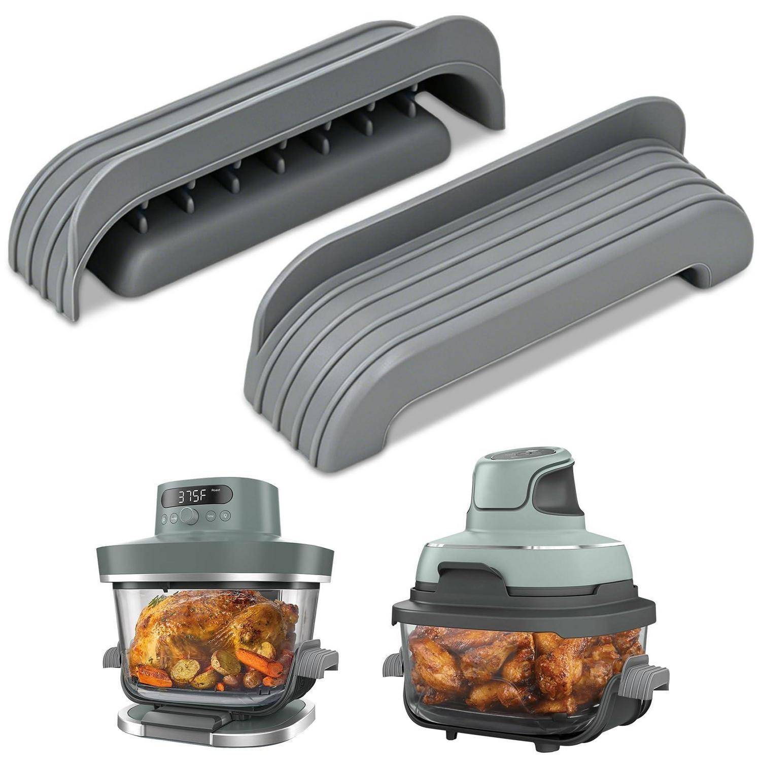 Silikon Topfgriff-Abdeckungen für Ninja Crispi Glas-Heißluftfritteusen, Grau