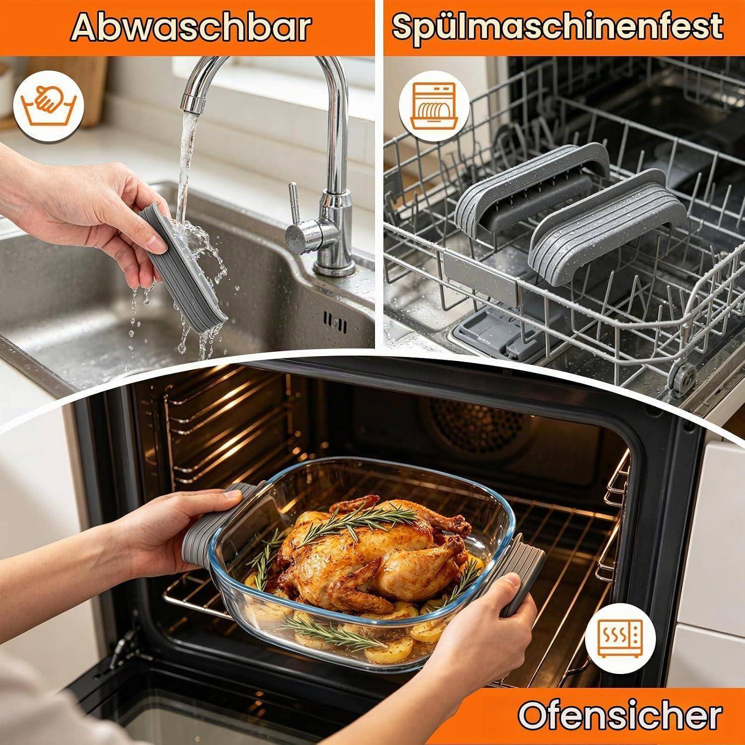 Silikon Topfgriff-Abdeckungen für Ninja Crispi Glas-Heißluftfritteusen, Grau