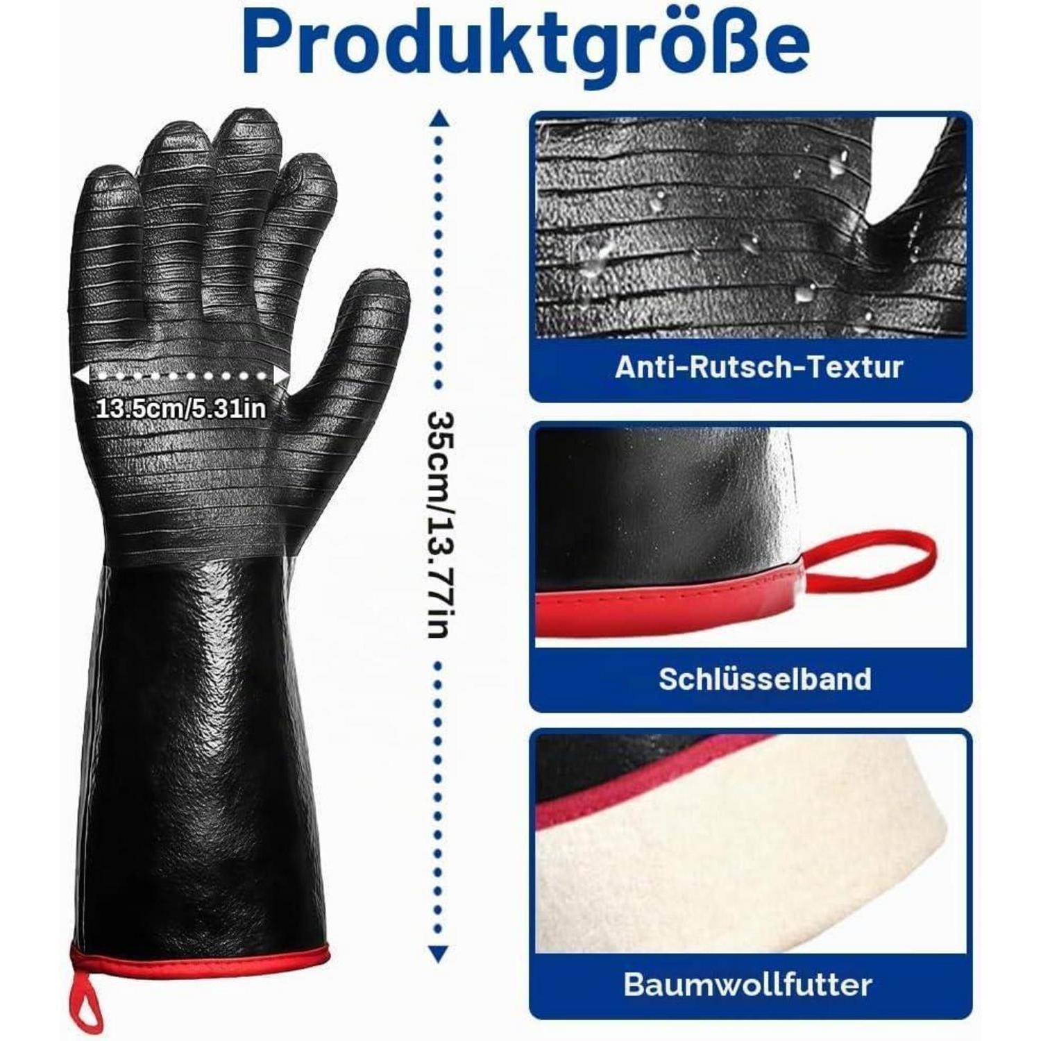 Grillhandschuhe Neopren 35cm hitzebeständig extra lang