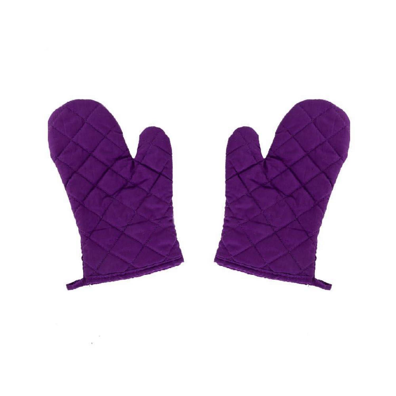 tooloflife 2 Stück Ofenhandschuhe hitzebeständig Polyester-Baumwolle Violett