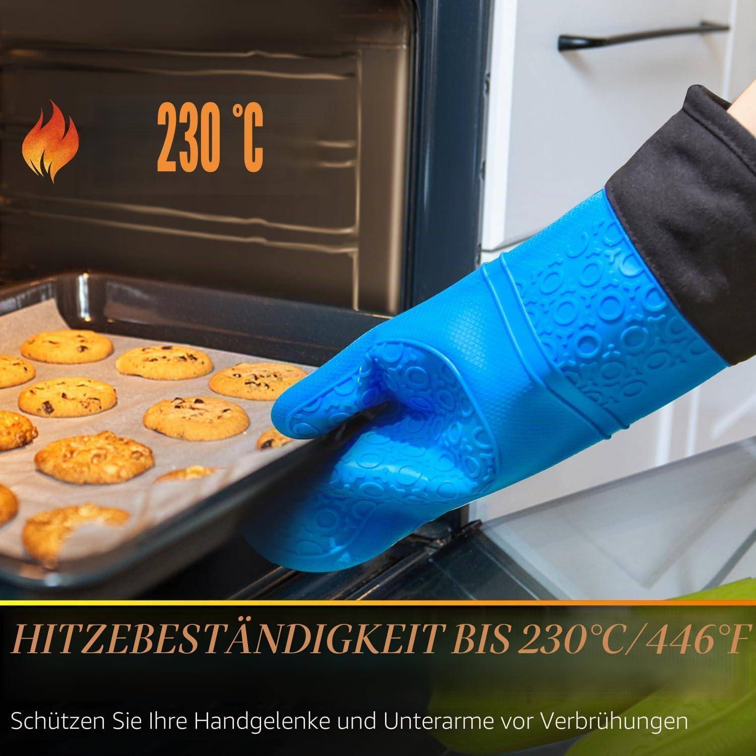 Sopito Silikon-Ofenhandschuhe hitzebeständig bis 230°C Blau