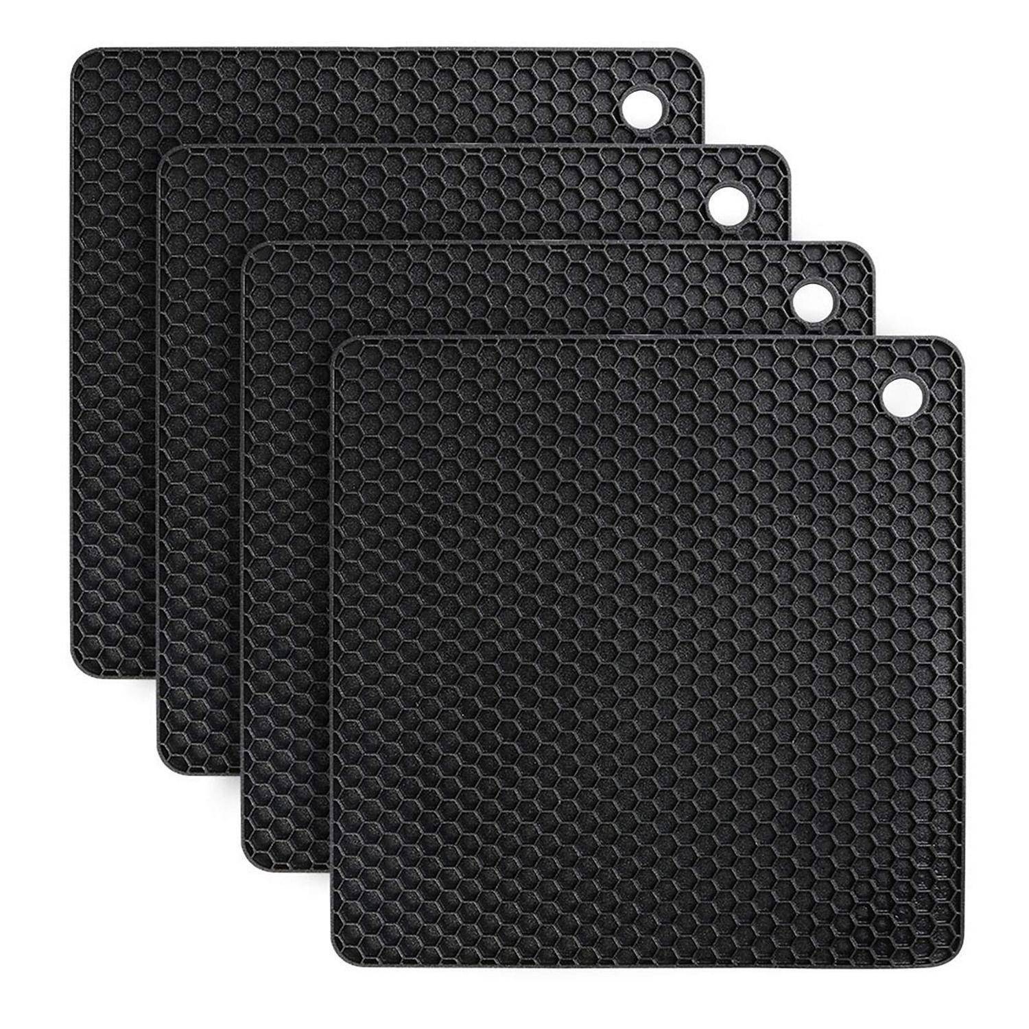 flintronic Topfuntersetzer 4er Set Silikon Hitzebeständig bis 250°C Schwarz