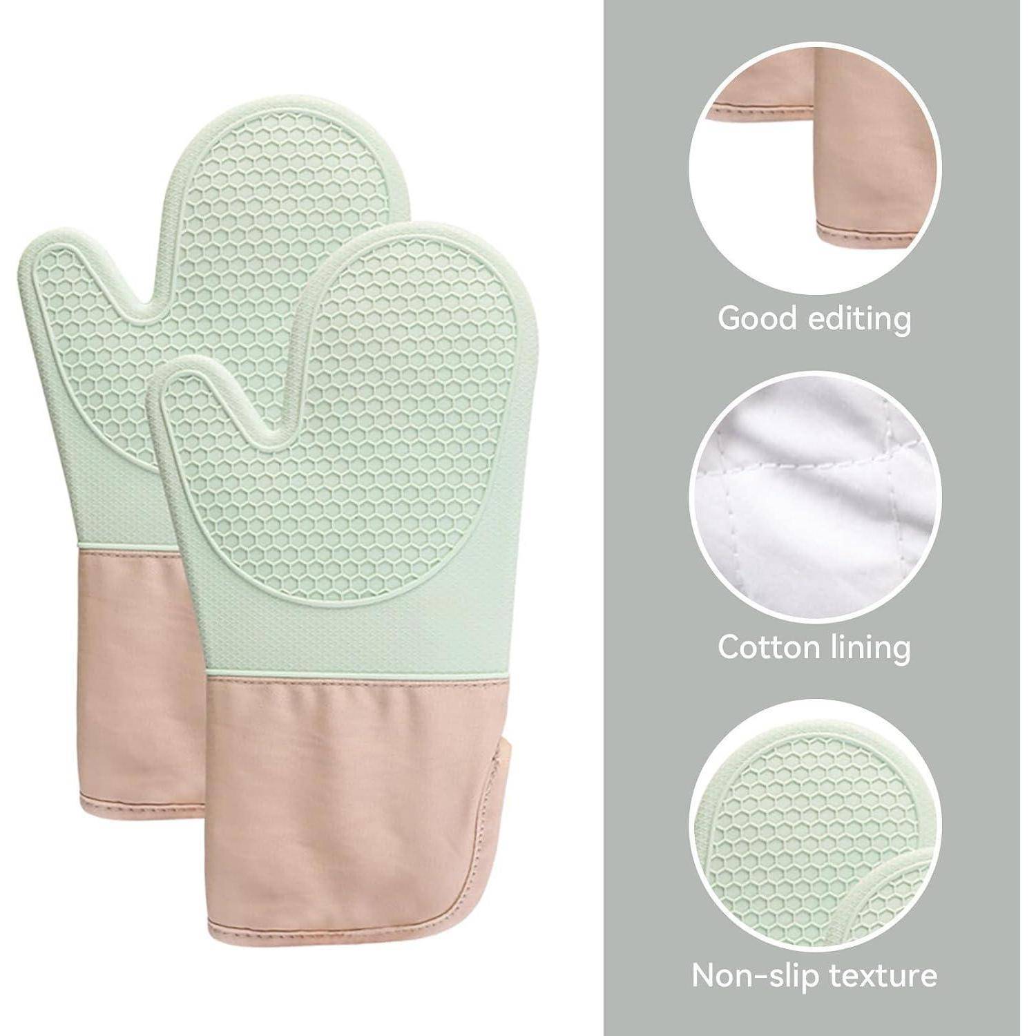 Ofenhandschuhe 6er Set Silikon hitzebeständig bis 300°C Grün