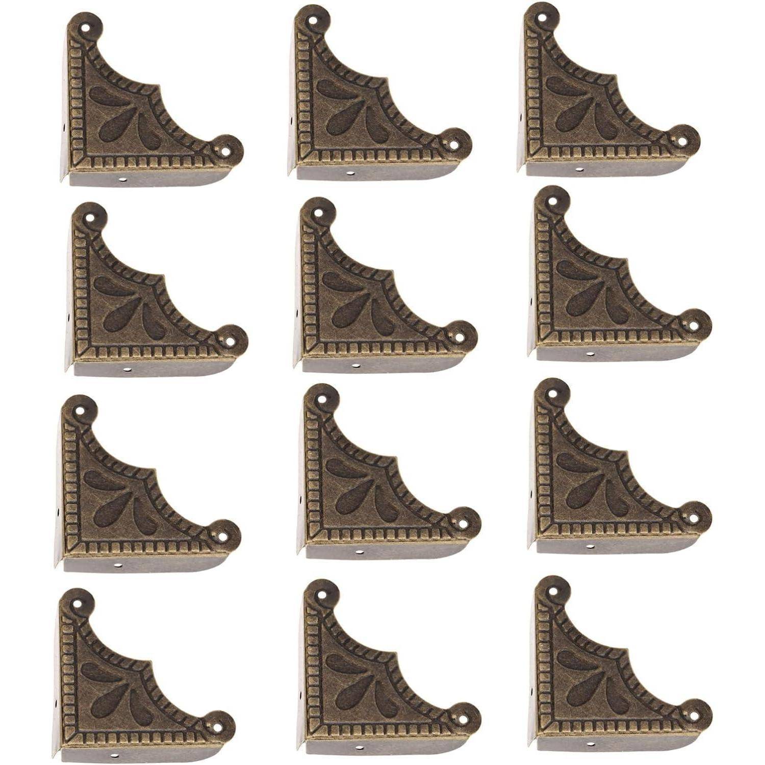 12x Möbel-Eckenschutz Metall Bronze 39x39x46mm