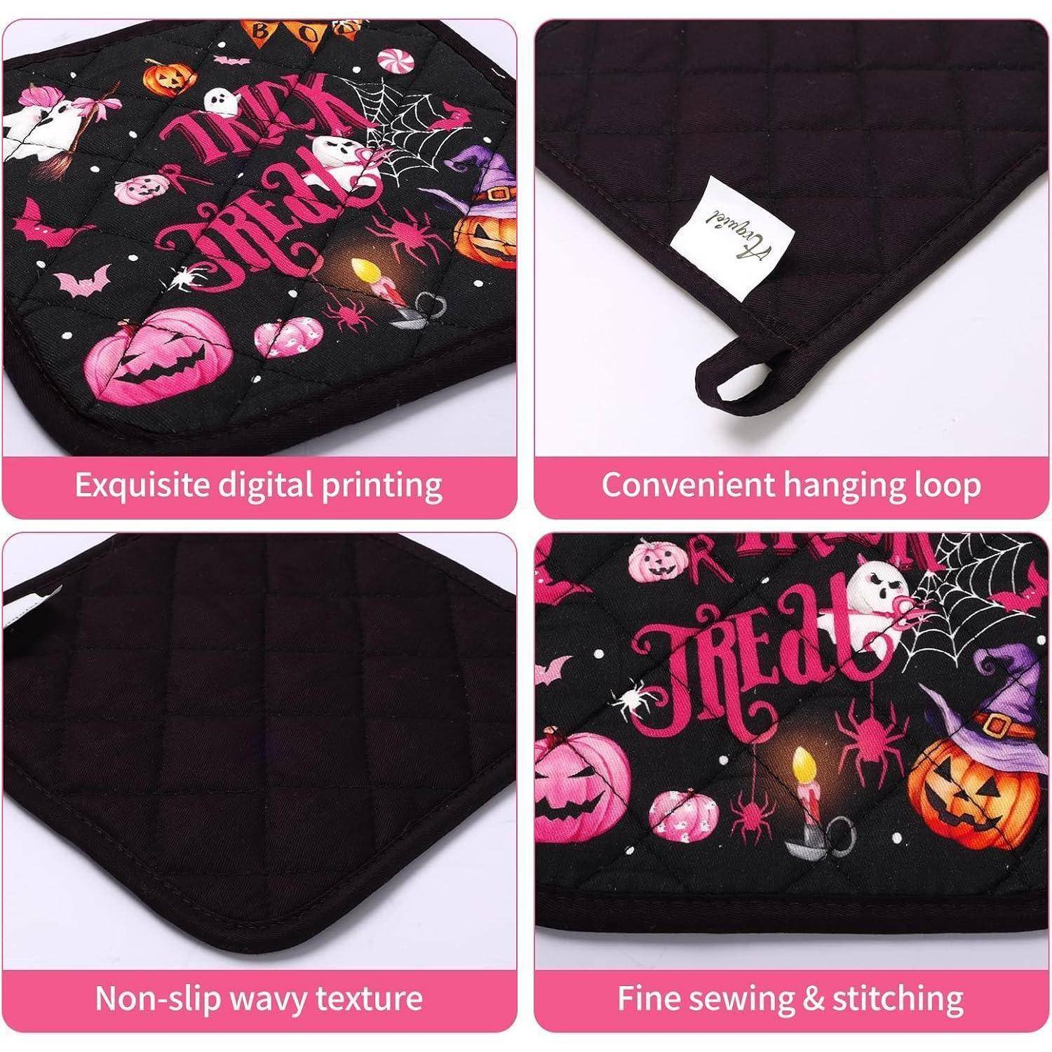Halloween Geister Ofenhandschuh und Topflappen 2er-Set Baumwolle
