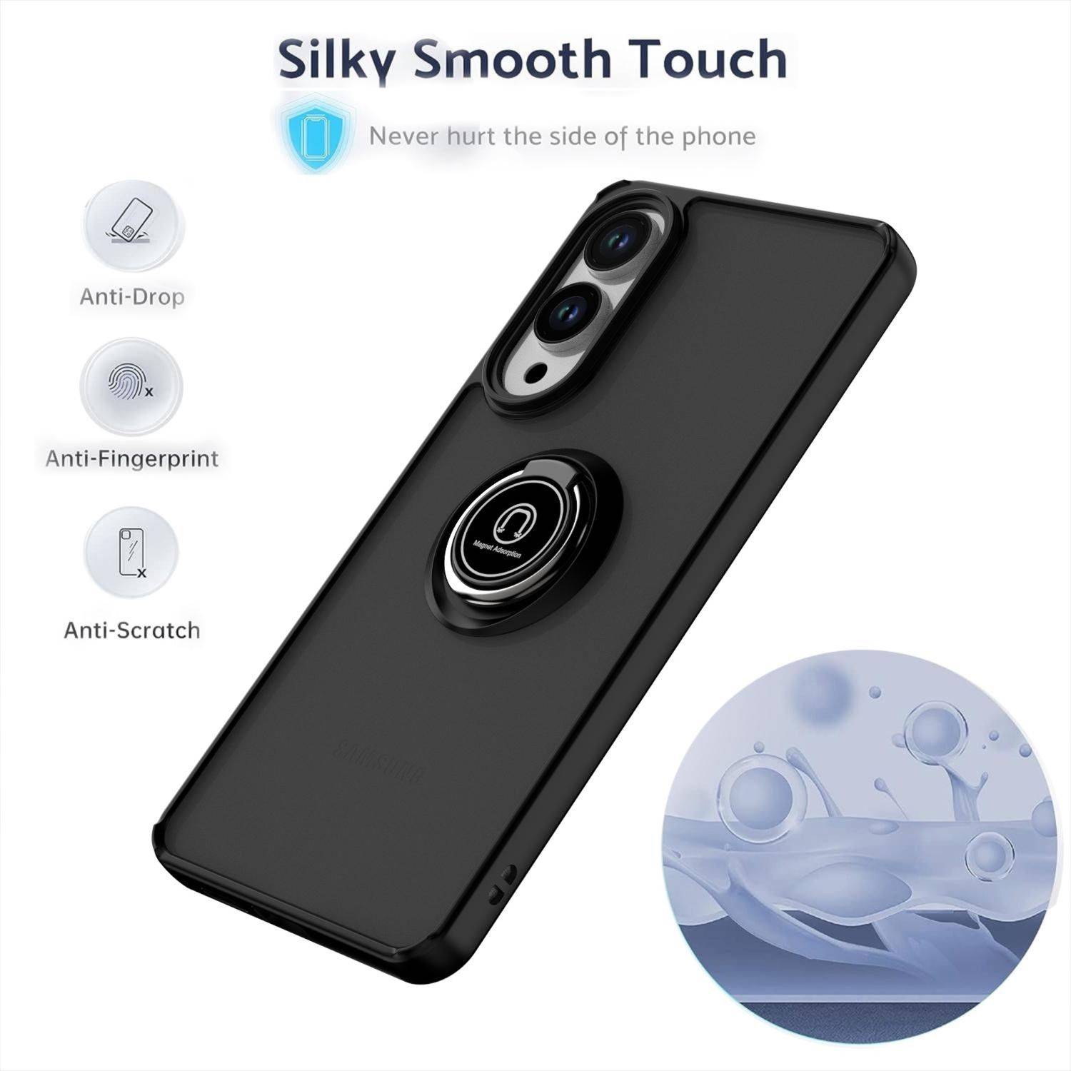 Werbebild einer schwarzen Handyhülle mit der Bezeichnung „Silky Smooth Touch
