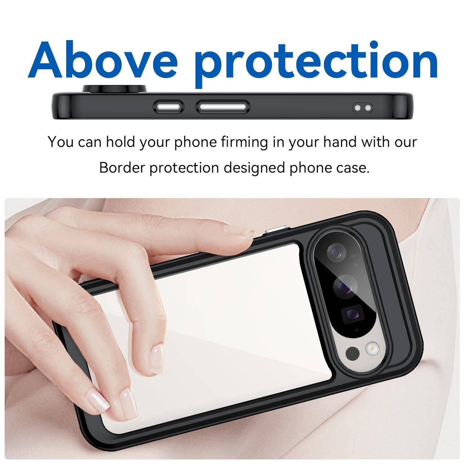 Für Google Pixel 10 / 10 Pro Colorful TPU Acryl Hybrid Schutz Hülle Schwarz