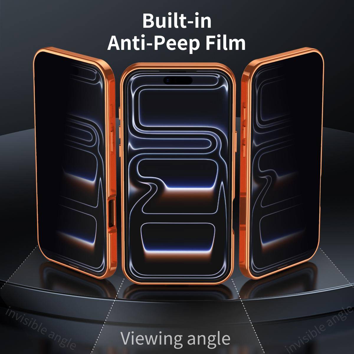 Grafik eines Smartphones mit „Integriertem Anti-Spionage-Film