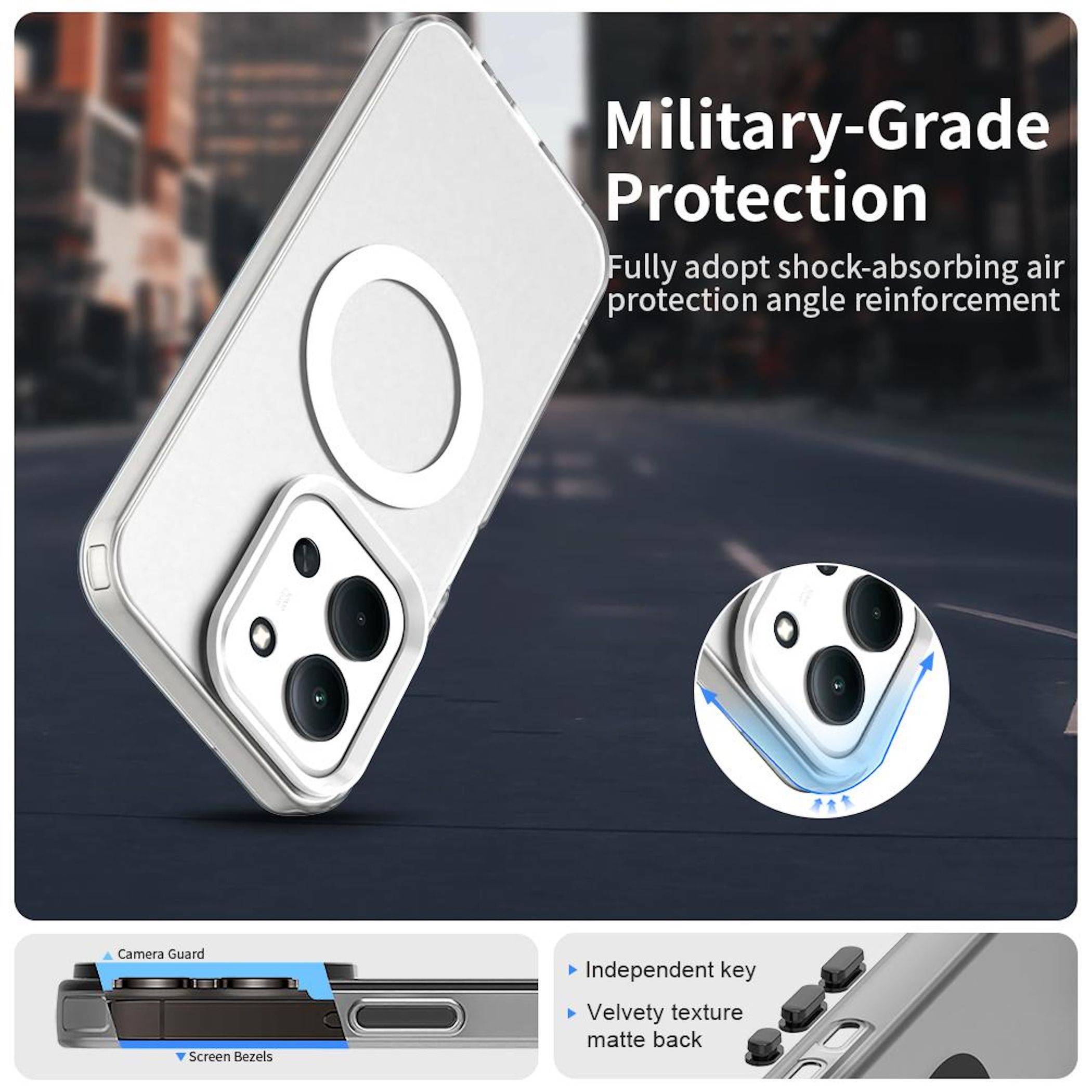 Angebot für eine Handyhülle mit weißer Hülle mit Kamera- und Displayschutz, mit der Bezeichnung „Militärischer Schutzstandard