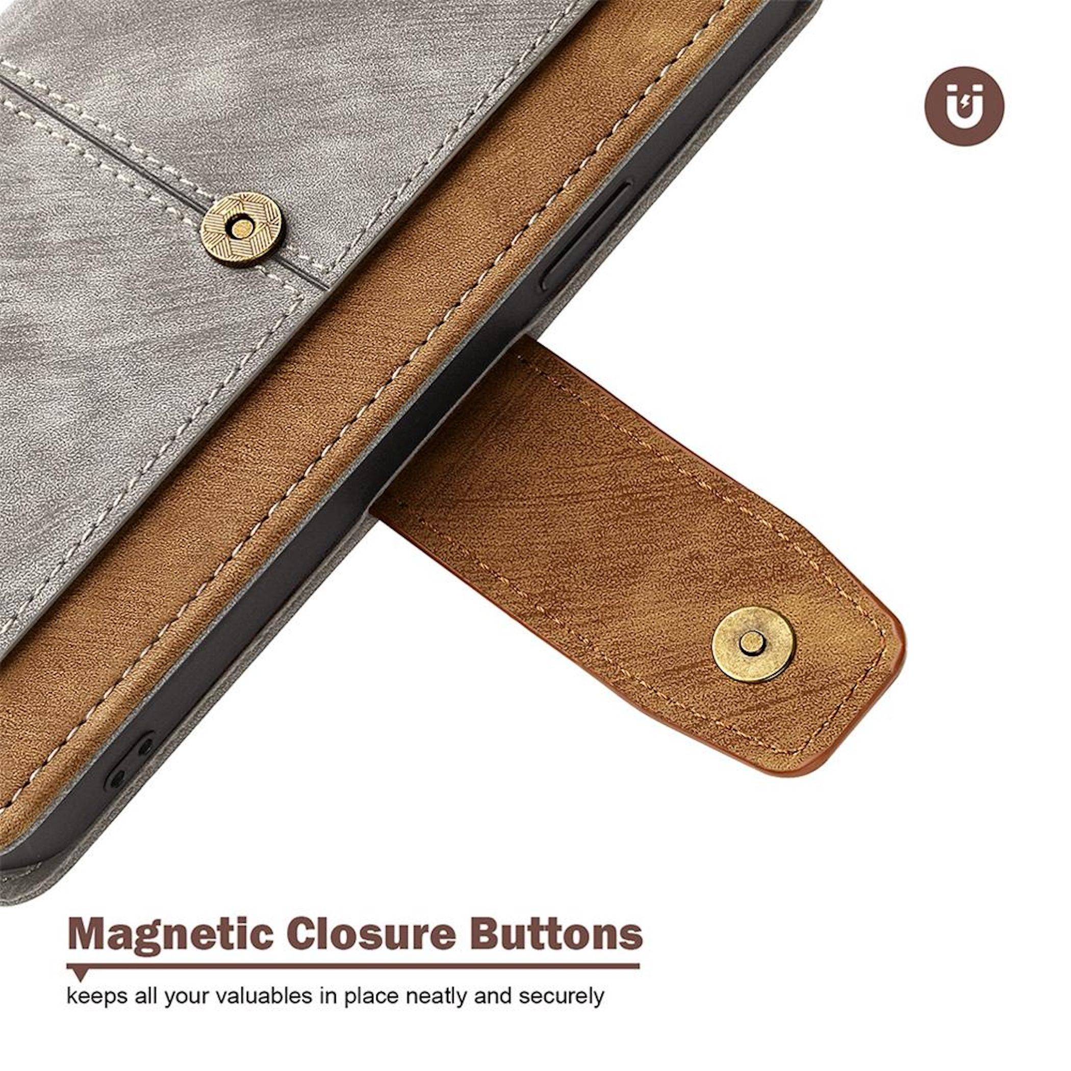 Tablet-Schutzhülle mit ausklappbarer magnetischer Verschlusslasche, in Nahaufnahme dargestellt, mit Text „Magnetische Verschlusstasten
