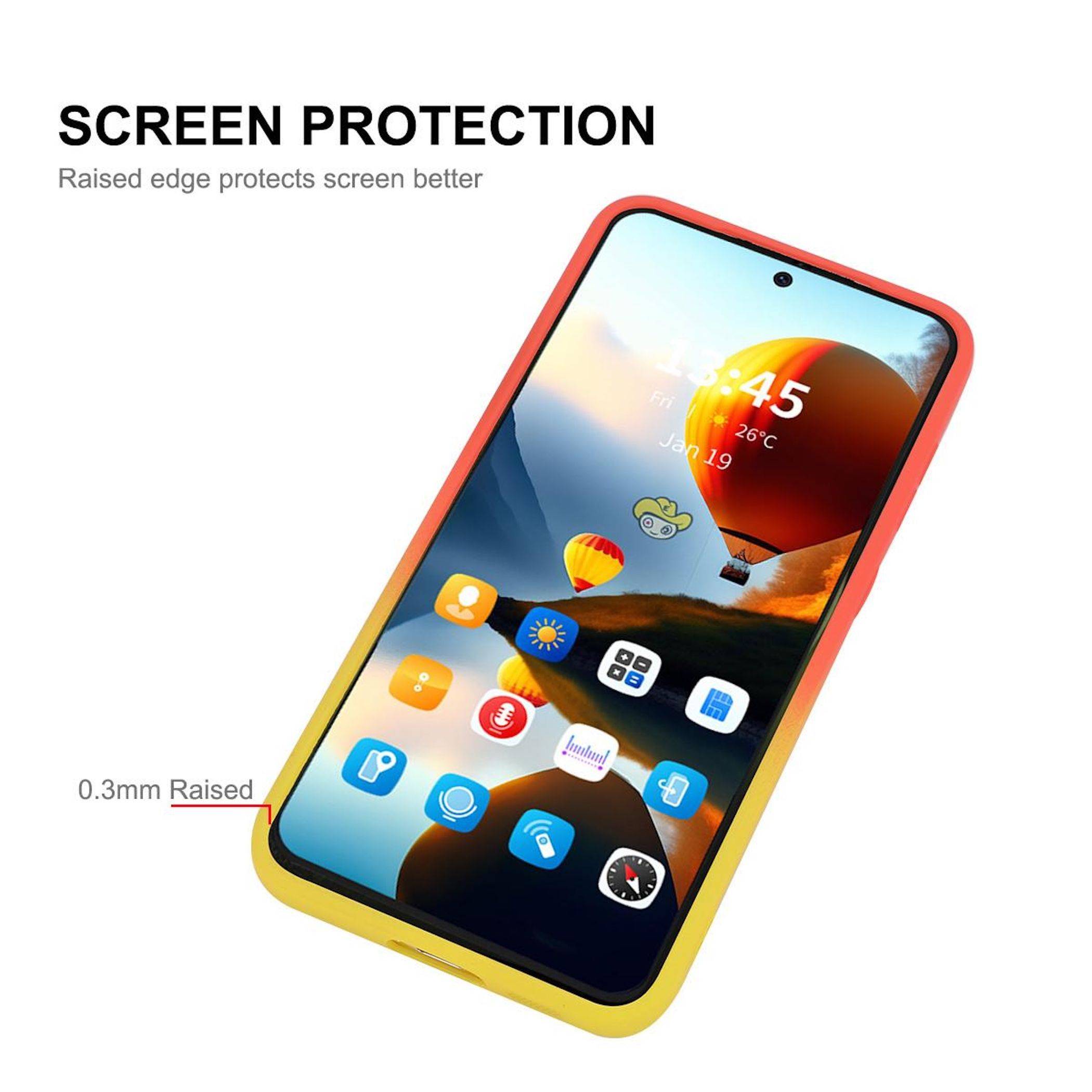 Werbebild einer Smartphone-Hülle mit der Aufschrift „SCREEN PROTECTION