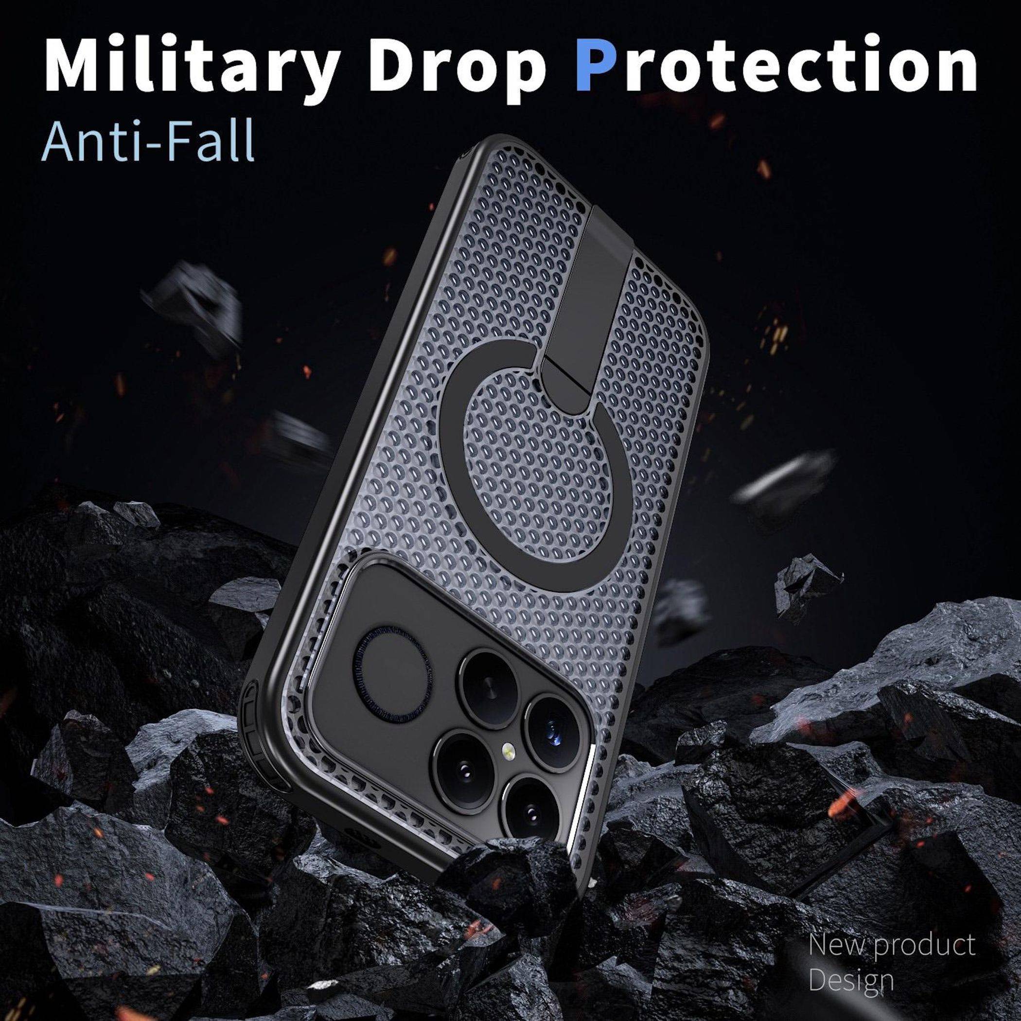 Werbebild einer robusten Handyhülle mit den Texten „Military Drop Protection