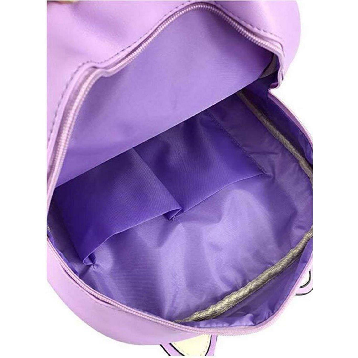Offene Lavendeltasche mit einem violett gefütterten Innenfach und Reißverschlussöffnung.